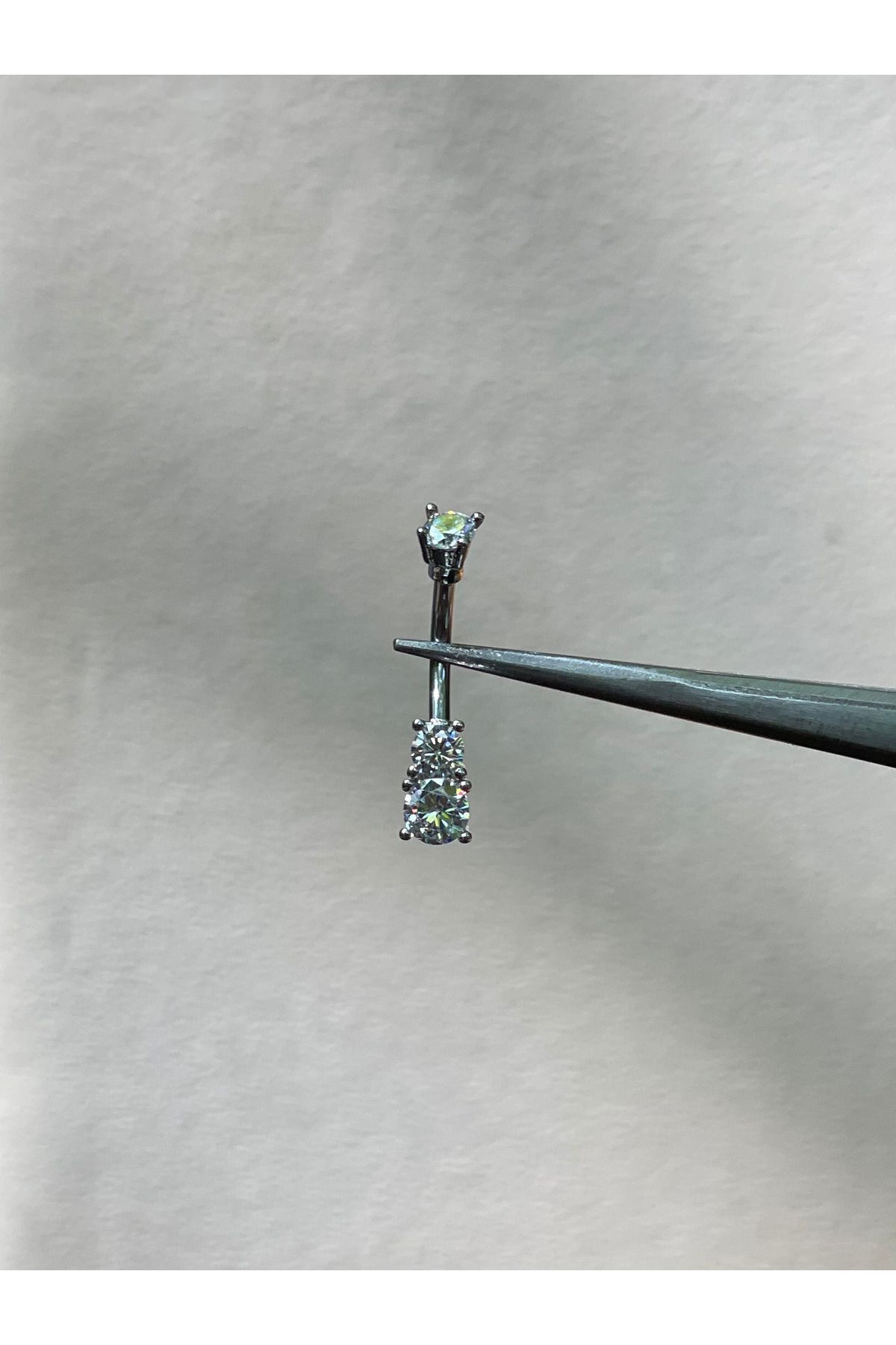 Rupen Kraft 316 L Cerrahi Çelik Çift Zirkon Taşlı Göbek Piercingi