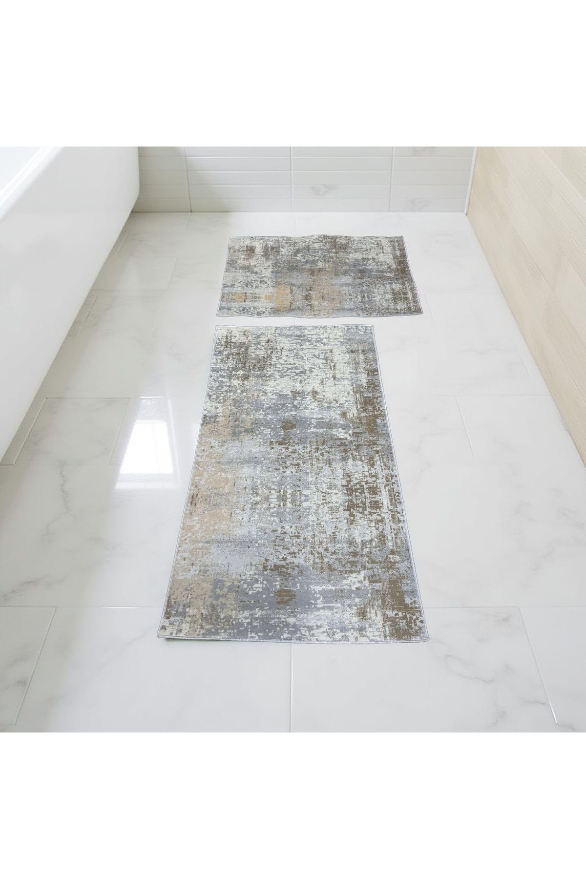 Formeya Kaymaz Taban Yıkanabilir 2'li Set Banyo Halısı Banyo Paspası Klozet Takımı 60 x 100 / 50 x 80cm