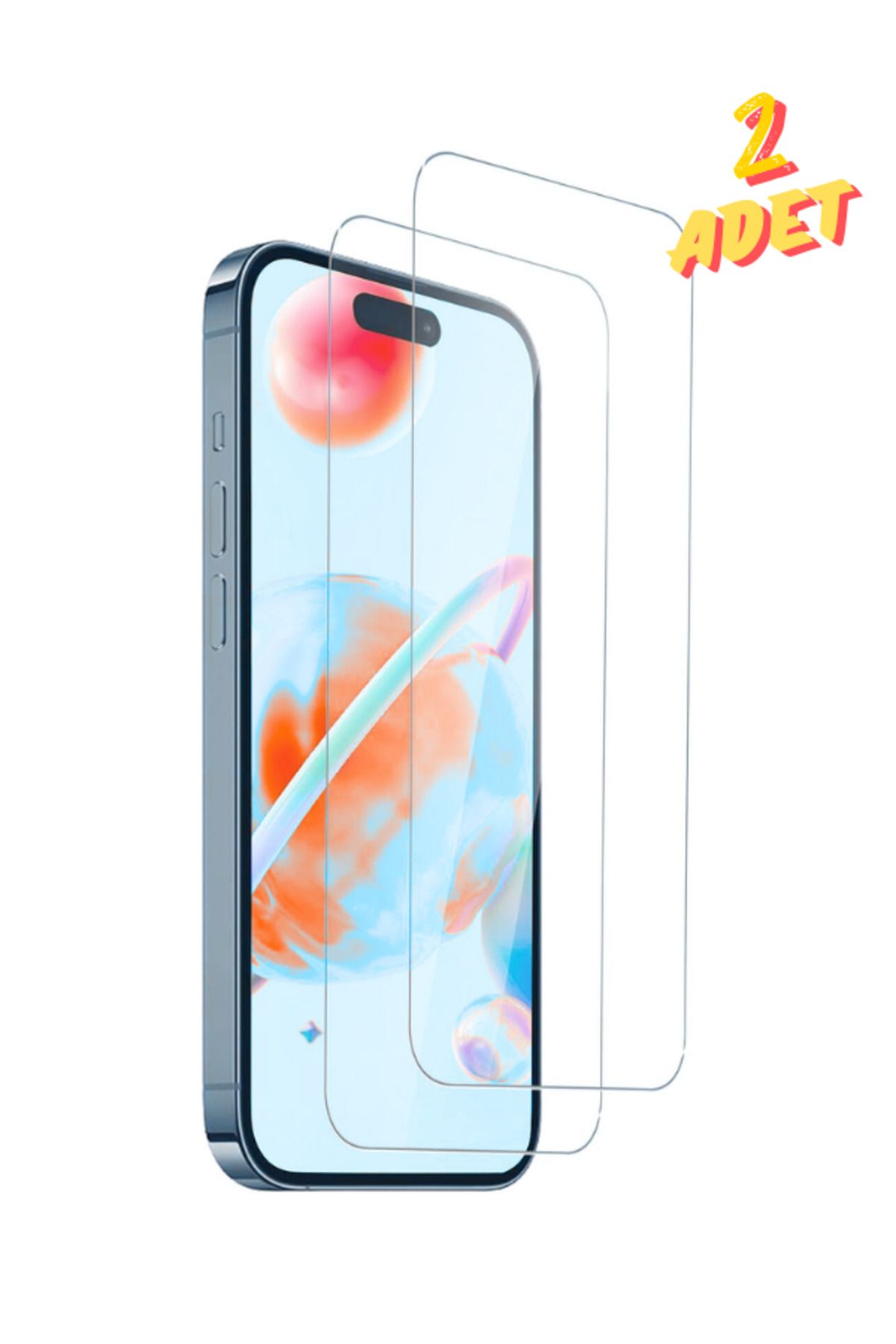 EVAX 2C iPhone 15 Plus Uyumlu 2 Adet 9H Sert Temperli Cam Ekran Koruyucu
