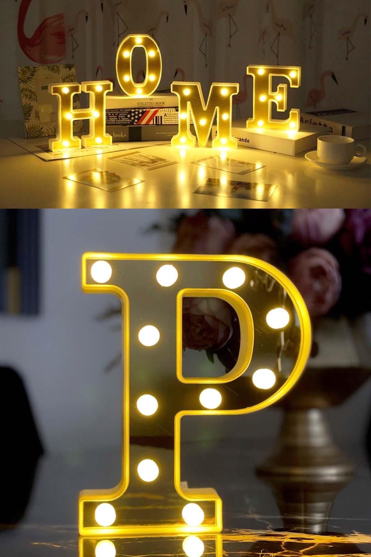 SerenityHaven Dekoratif Led Işıklı 3d P Harfi Büyük Boy Organizasyon Doğum Günü Kutlama