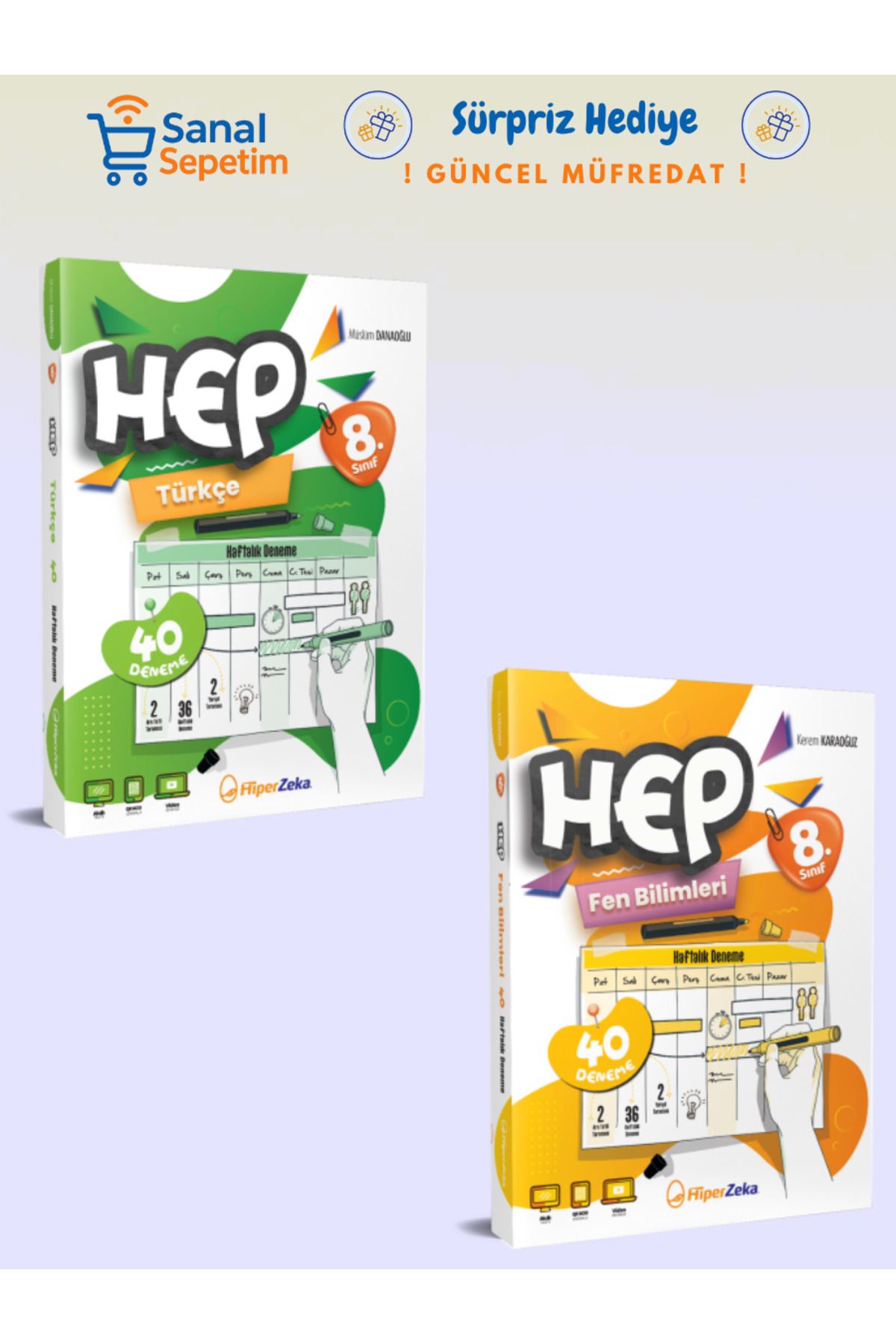 hiper zeka 8. Sınıf HEP Türkçe - Fen Bilimleri Haftalık Deneme Soru Bankaları