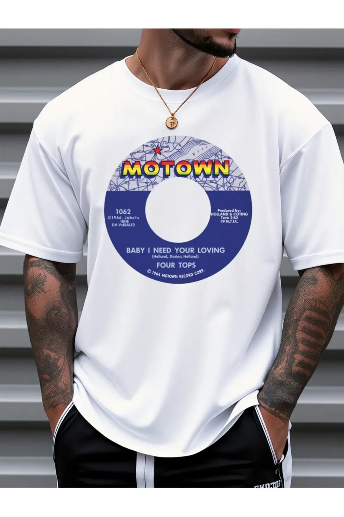 AEMİ Unisex Motown Baskılı Oversize Bisiklet Yaka T-shirt