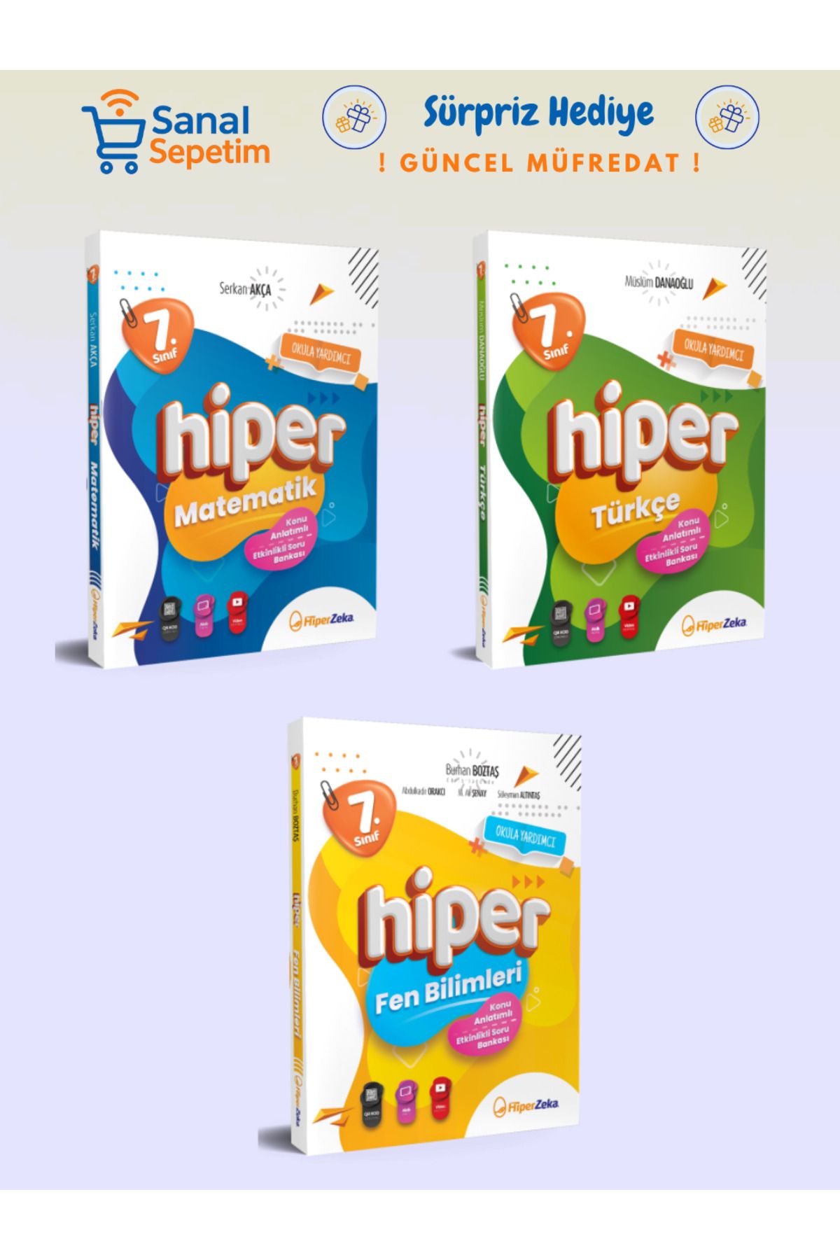 hiper zeka 7. Sınıf Matematik - Türkçe - Fen Bilimleri Konu Anlatımlı Soru Bankaları SET