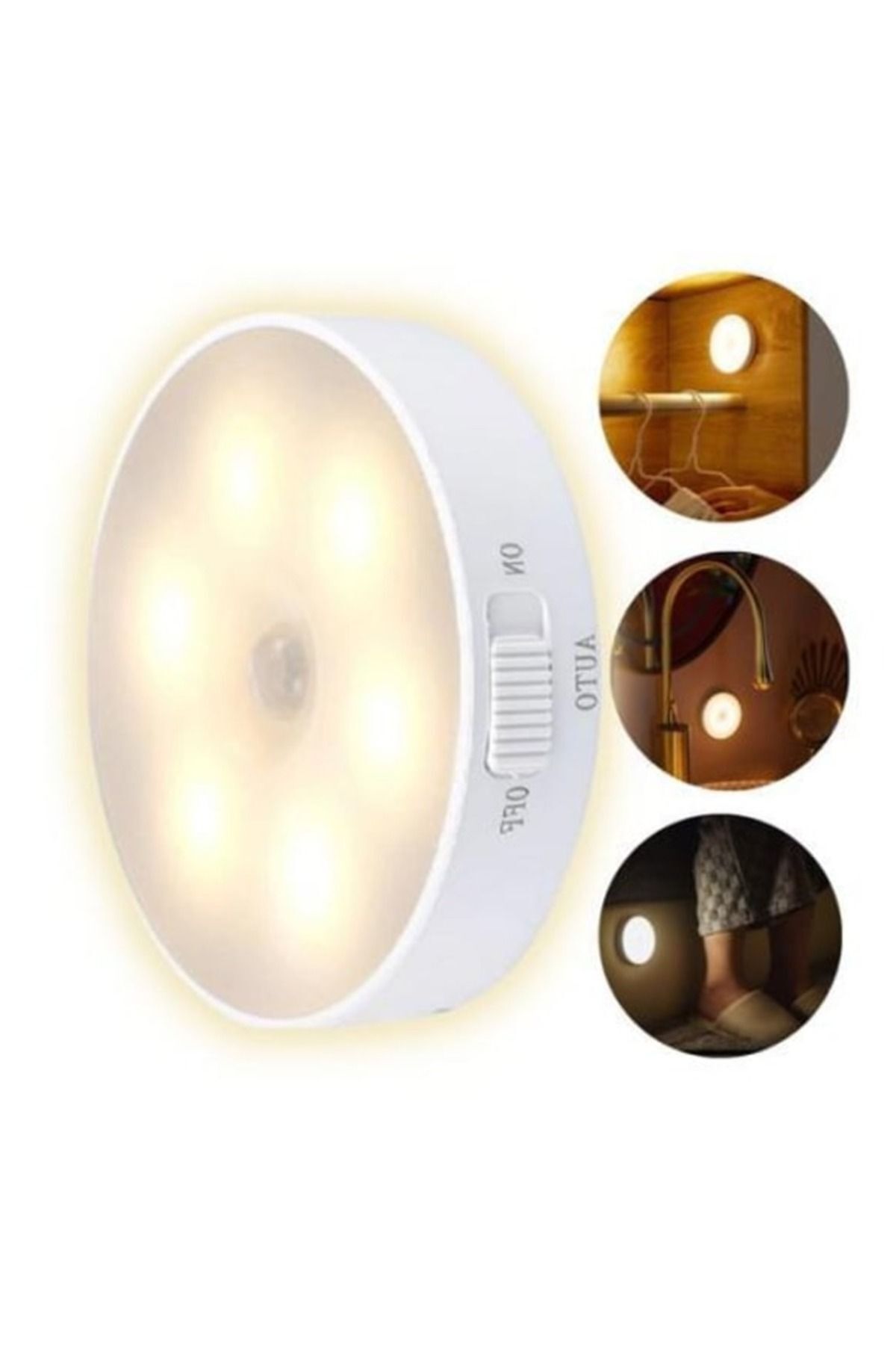 SerenityHaven 3'lü Kompakt Taşınabilir Hareket Sensörlü Usb Şarjlı Led Gece Lambası