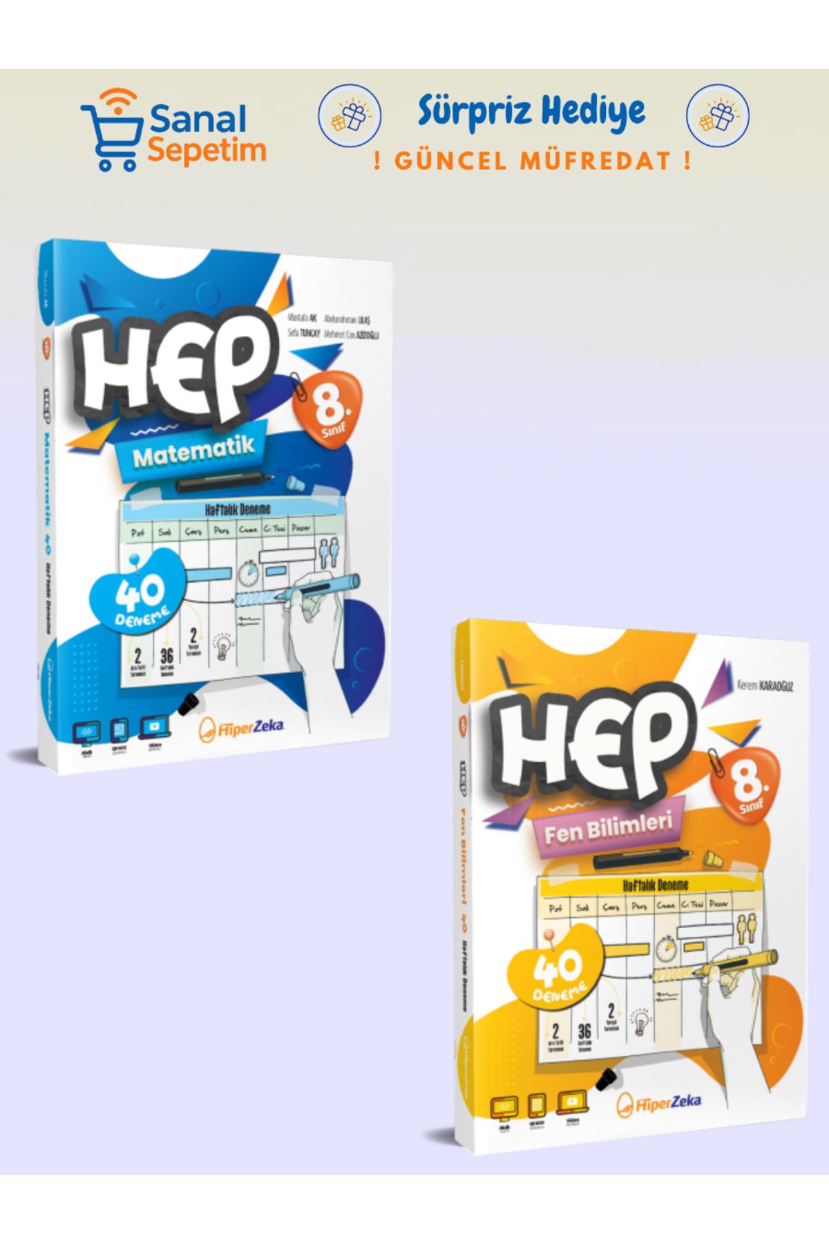 hiper zeka 8. Sınıf HEP Matematik - Fen Bilimleri Haftalık Deneme Soru Bankaları SET