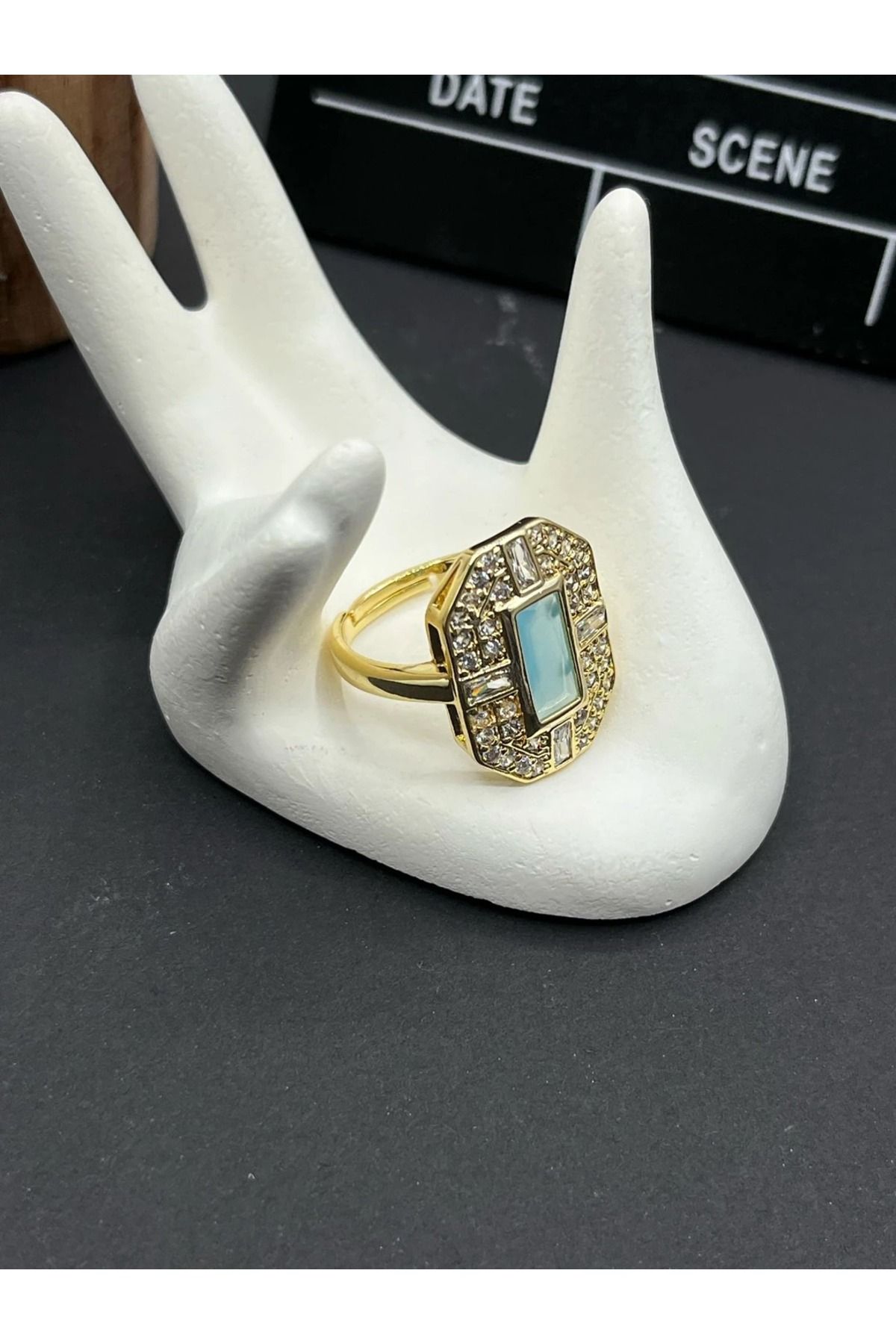 BESMYAR JEWELS Mavi Taşlı Ayarlanabilir Yuzuk