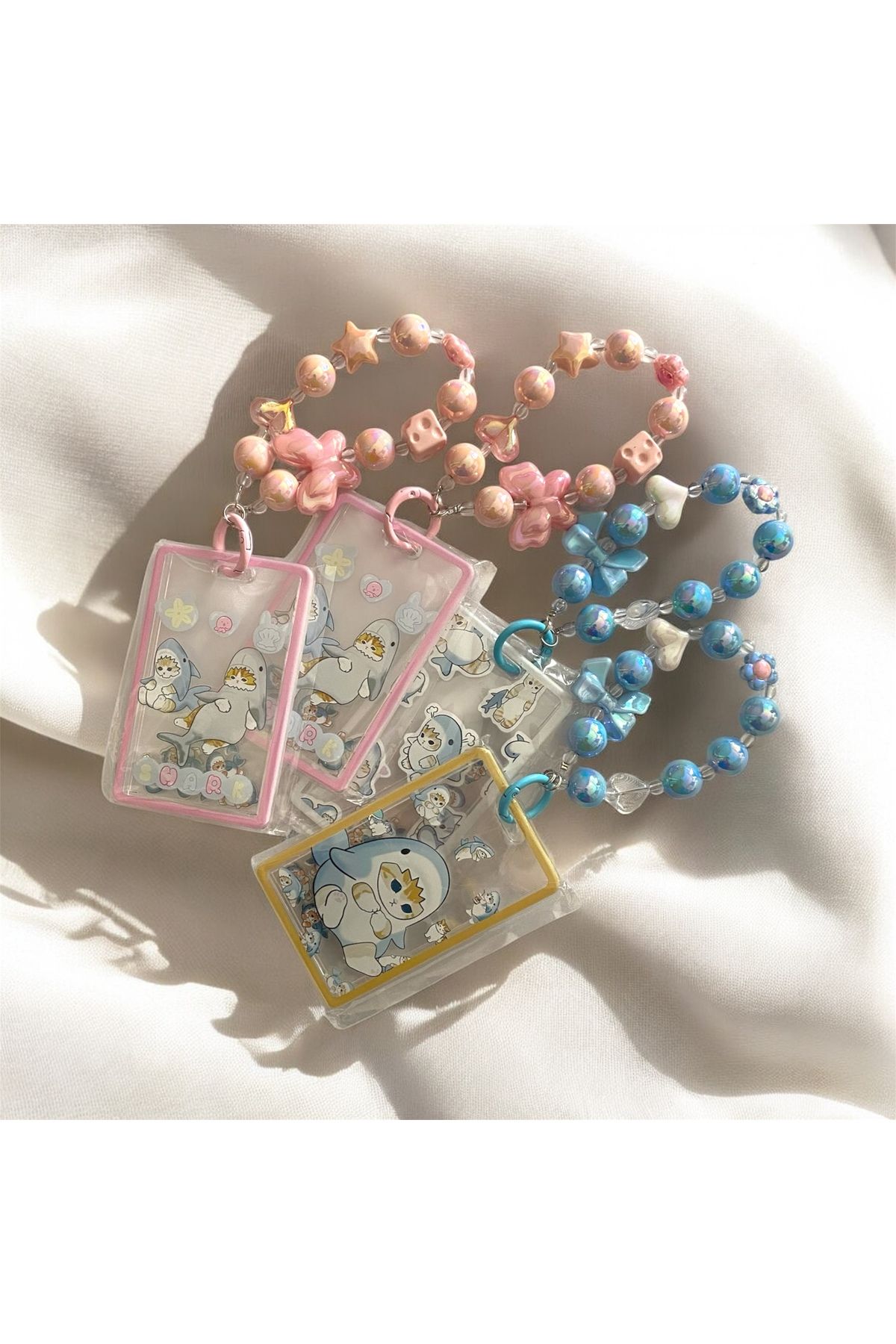 COZY Kawaii Bubble Sevimli Balina Kedi Detaylı Boncuklu Kartlık Anahtarlık/ Çanta Süsü Charm