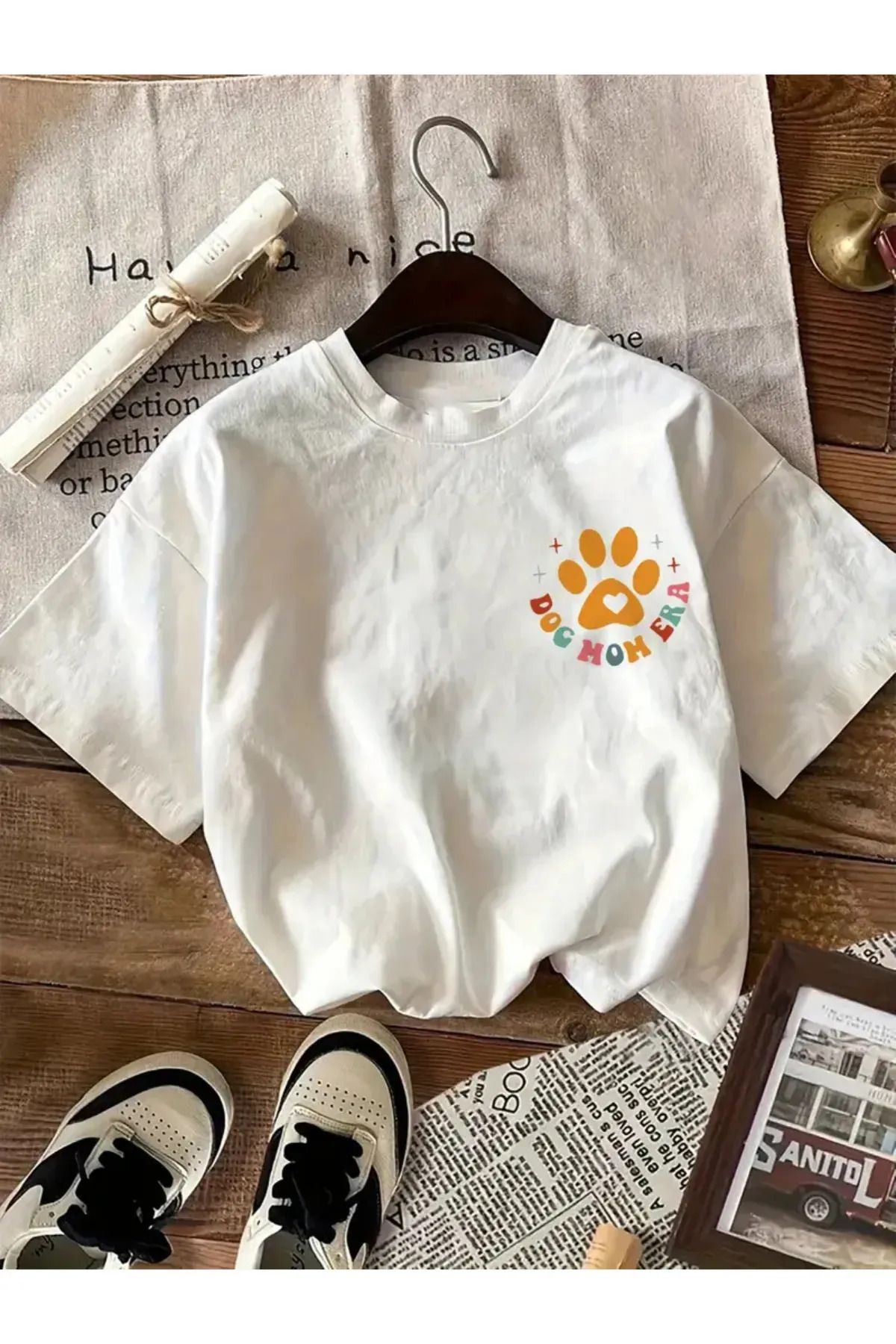 Koklonmoda Büyük Beden Unisex In My Dog Mom Baskılı Oversize T-Shirt