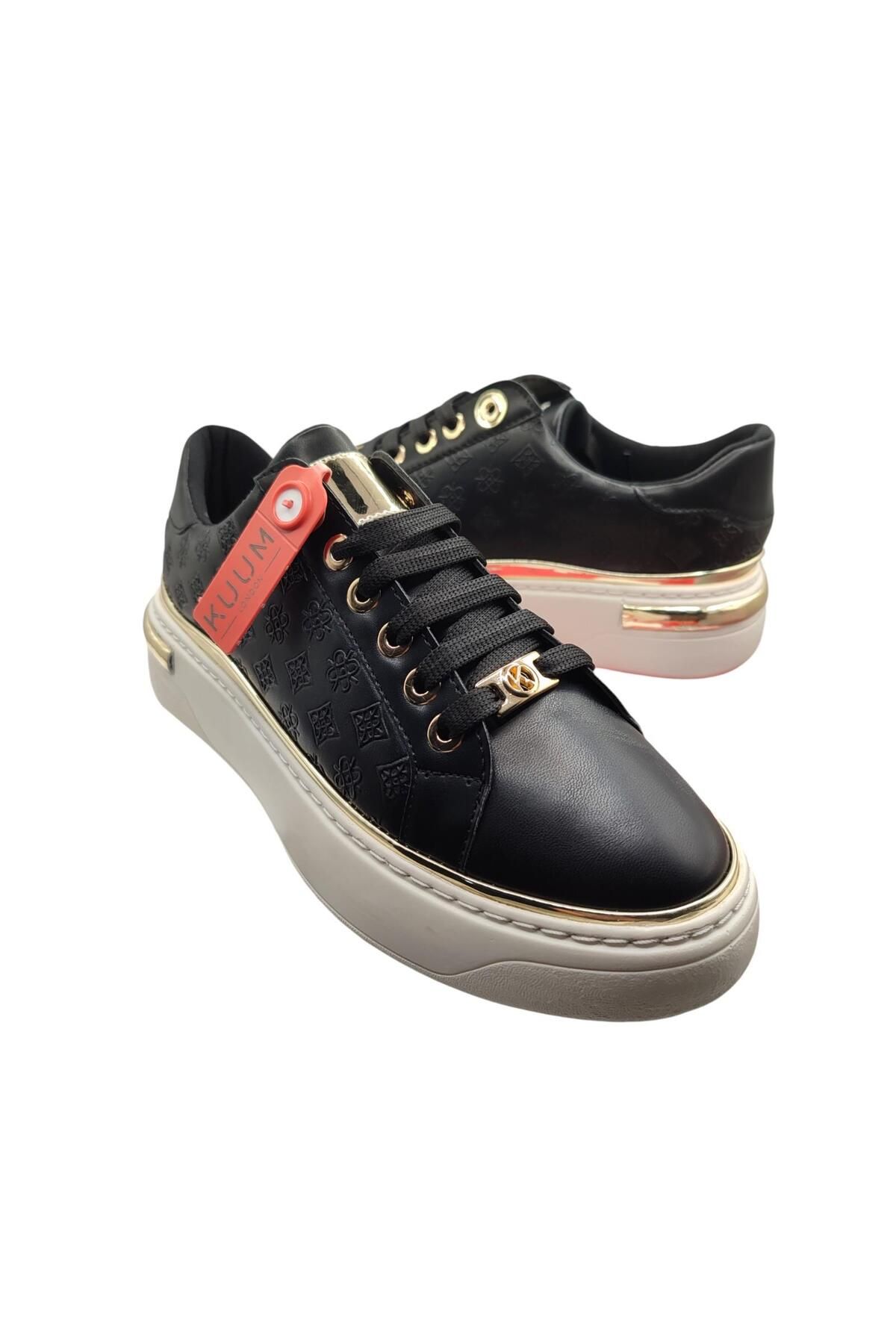 KUUM LONDON Sneakers Kadın Ayakkabı Ortopedik Taban Siyah Desen