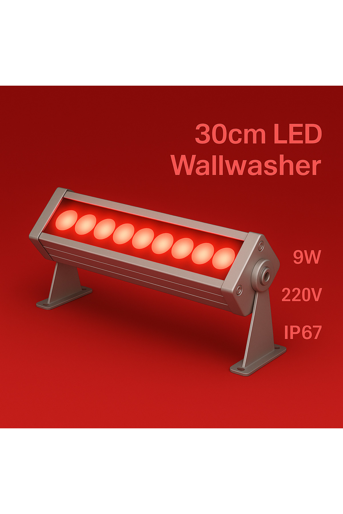 DEHALUX LIGHTING 30CM 9W KIRMIZI WALLWASHER LED DUVAR BOYAMA, MİNARE, BİNA CEPHE, ORGANİZASYON, AĞAÇ, İÇ-DIŞ KULLANM