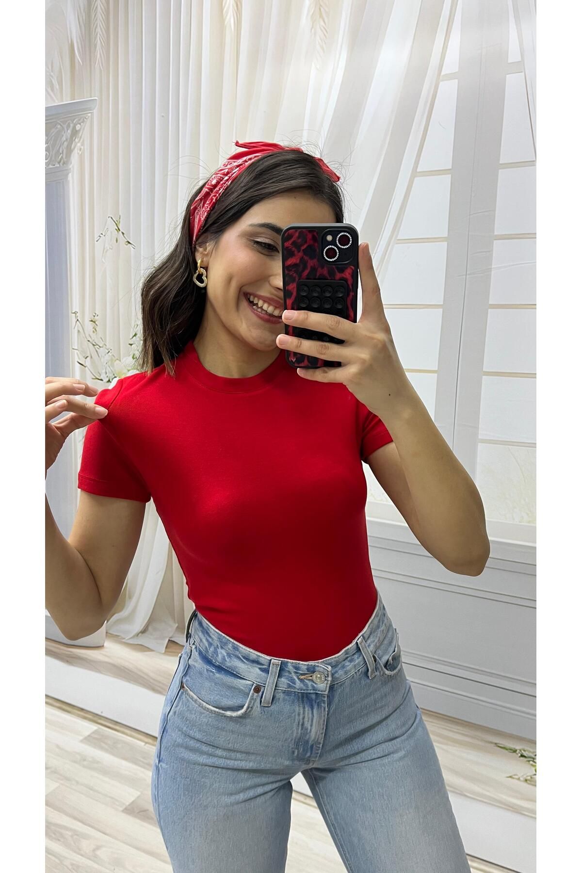 BYB Modal kumaş kırmızı basic tshirt