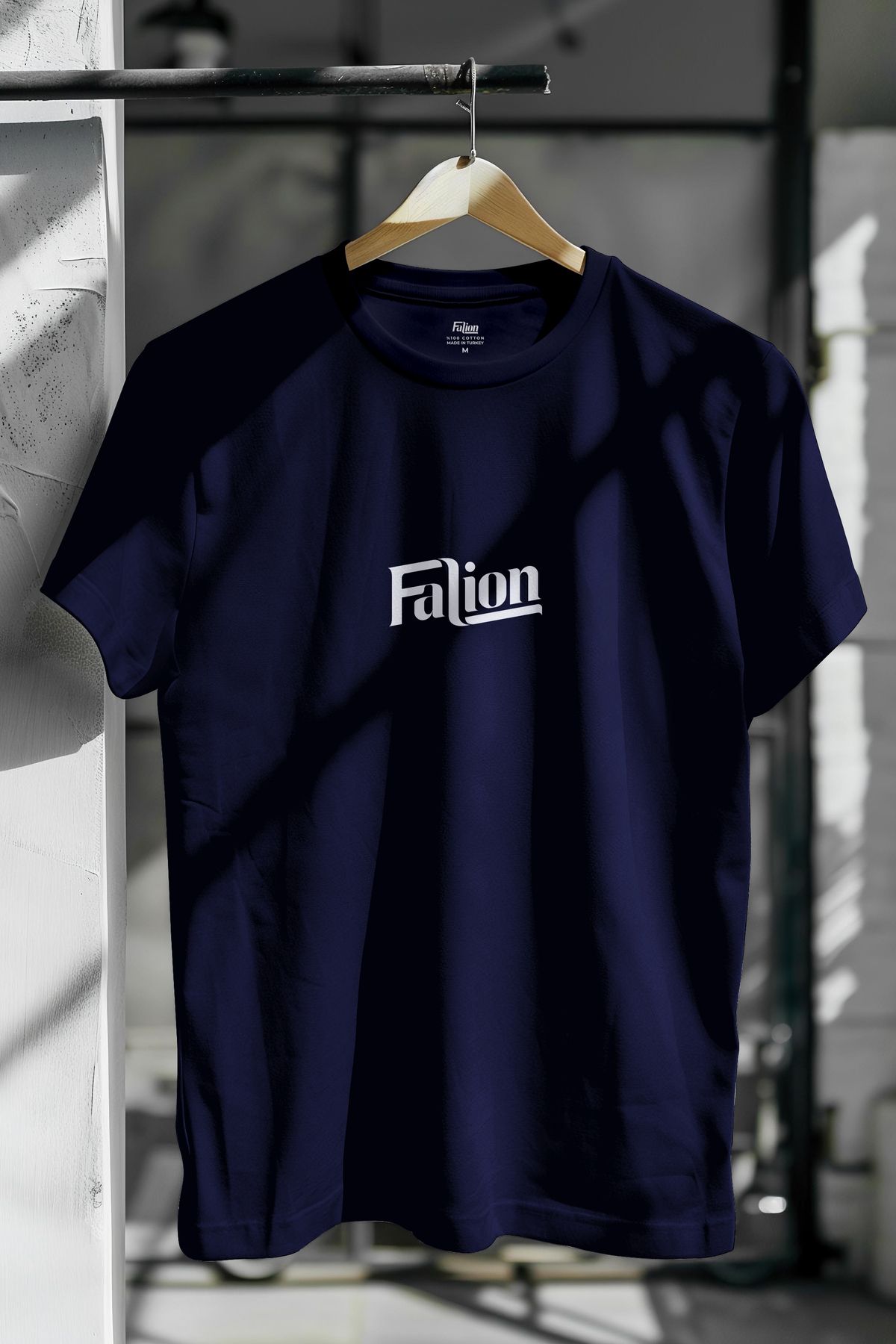 Falion %100 Pamuk Logo Baskılı Slim Fit Dar Kesim Bisiklet Yaka Basic Tişört