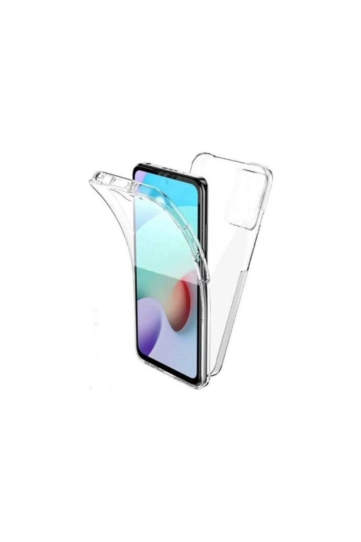 TezMax Xiaomi Poco M6 Pro 6.67" Uyumlu 360° Ön Arka Tam Koruyucu Şeffaf Silikon Full Body Kılıf