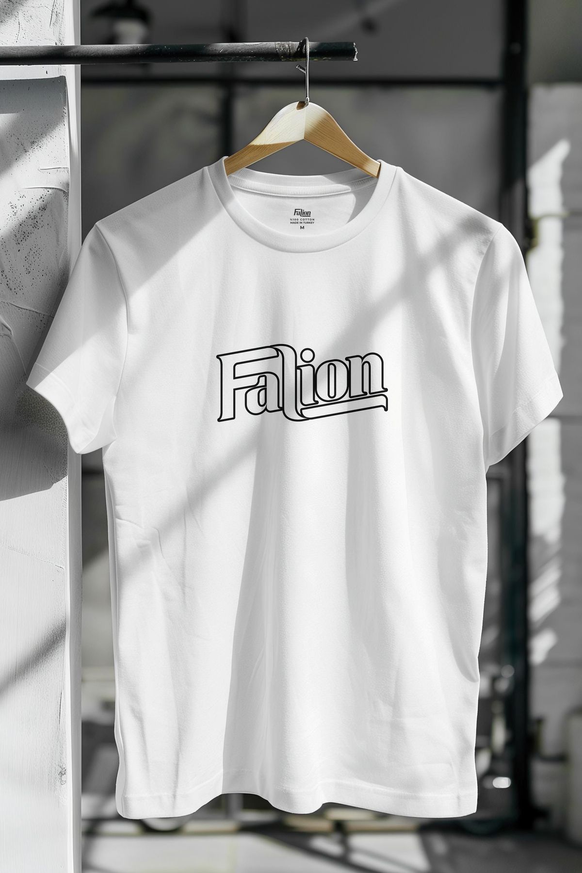 Falion %100 Pamuk Logo Baskılı Slim Fit Dar Kesim Bisiklet Yaka Basic Tişört