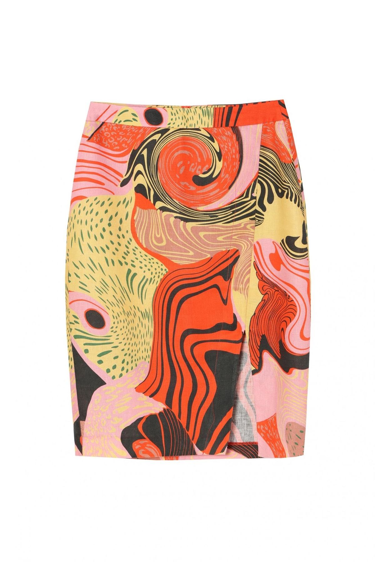 TATUUM-Pencil skirt with geometric pattern made of linen, Tatuum brand 4