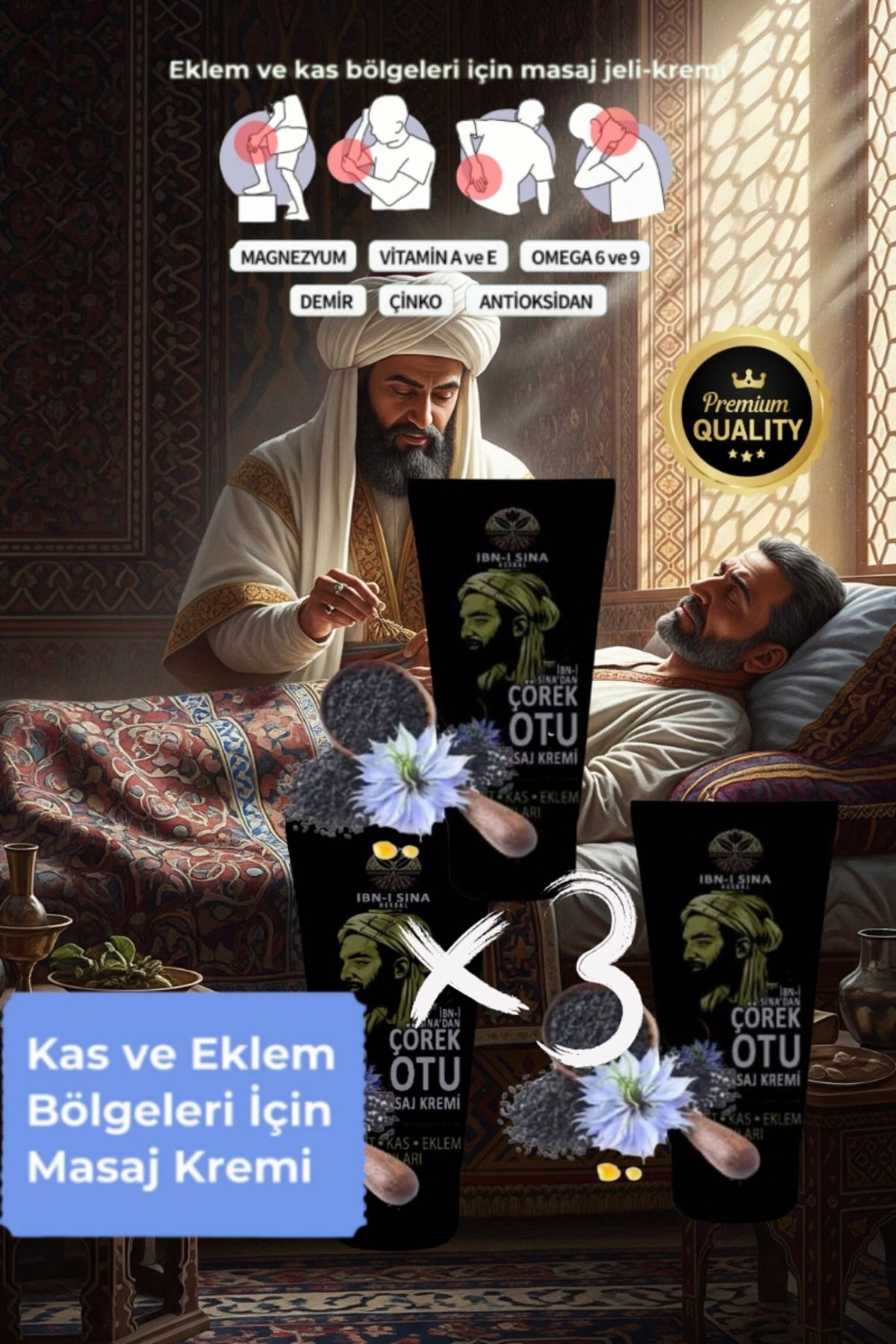 feifei İbn-I Sina Çörek Otu Kremi 3X50 Ml Kemik Eklem Sızlarına Masaj Bakım Kremi