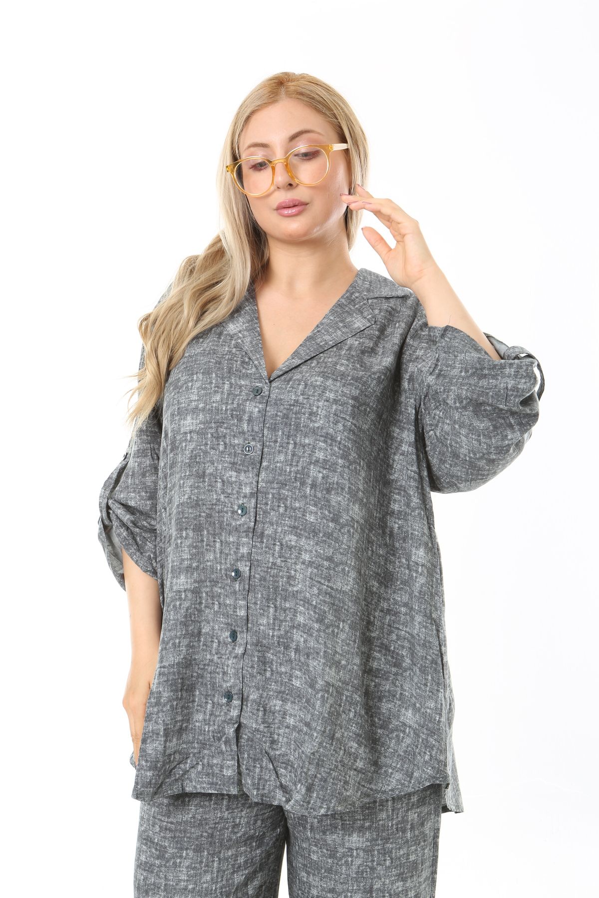 XL Modam-Linen Gray Bottom Top Set Large Size 4