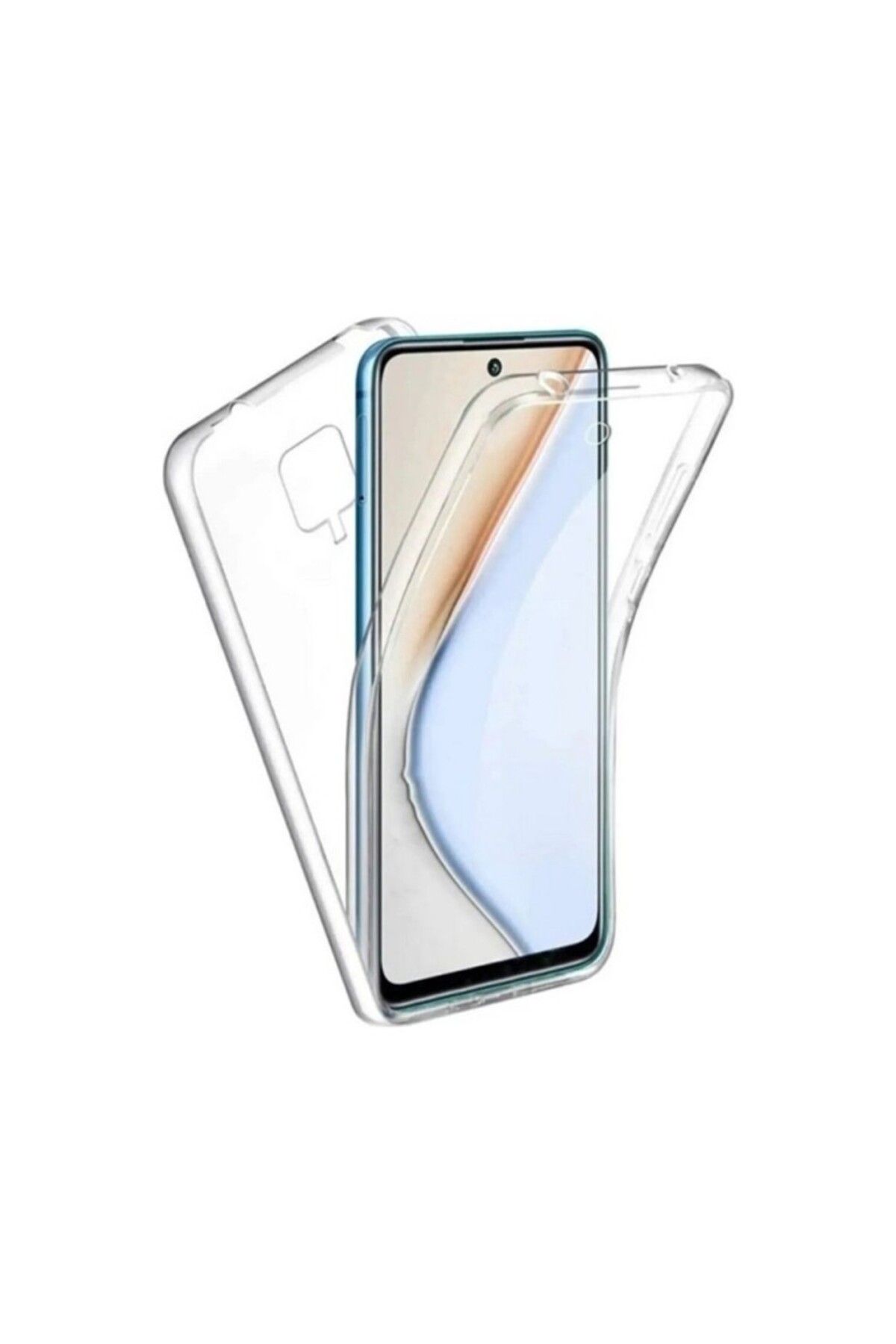 TezMax Xiaomi Redmi Note 9 Pro Uyumlu 360° Ön Arka Tam Koruyucu Şeffaf Silikon Full Body Kılıf