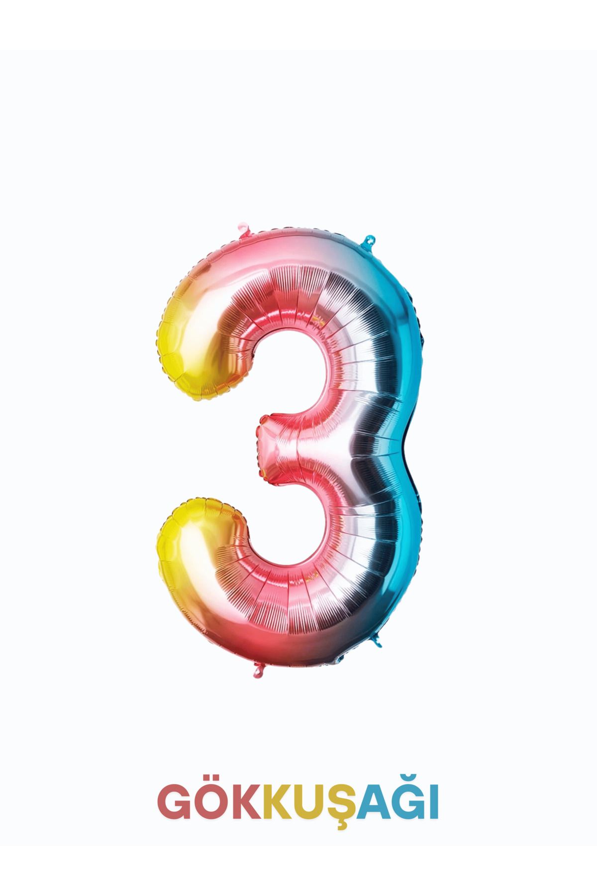 Mielibon Gökkuşağı Renk Rakam Folyo Balon - 76 cm