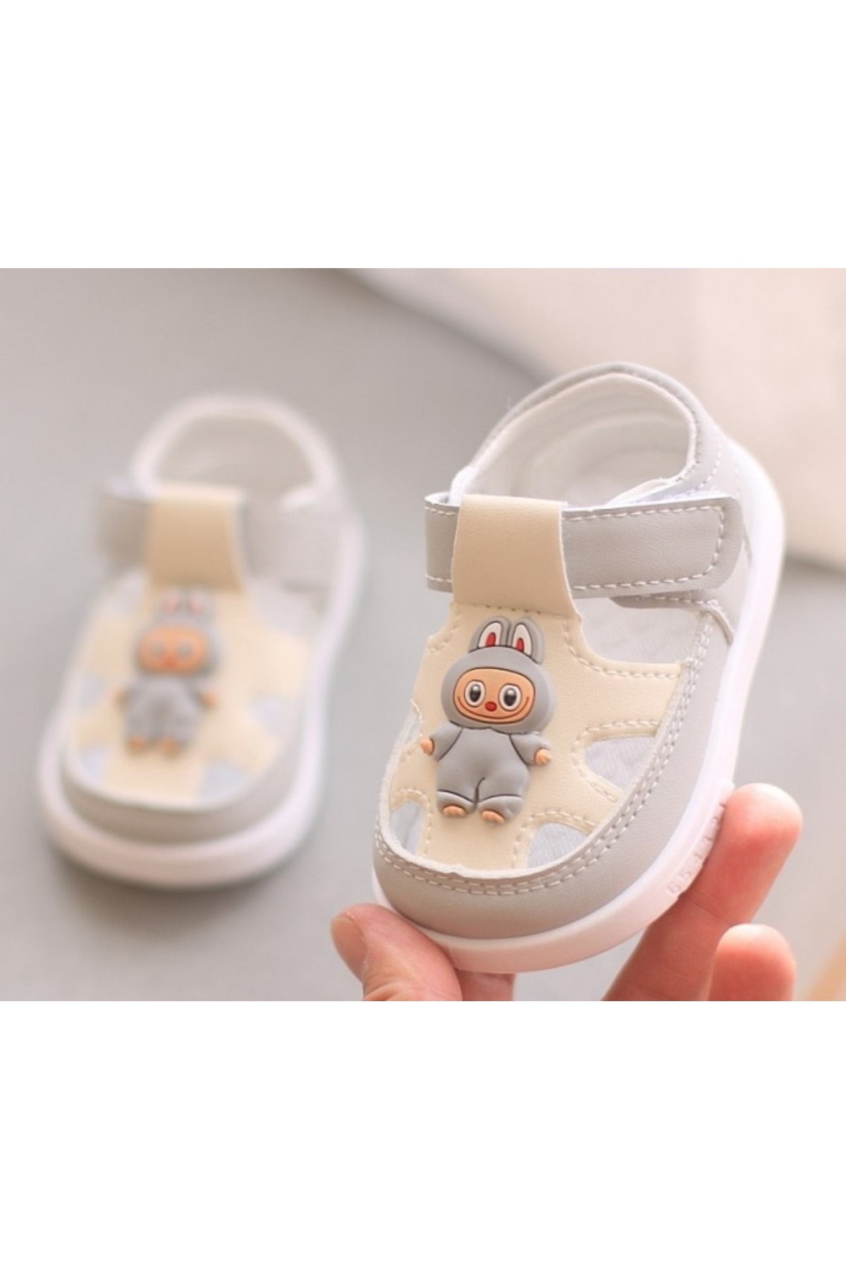 Superbaby Sandalute gri cu ivoire pentru copii - Bebe- Trendyol