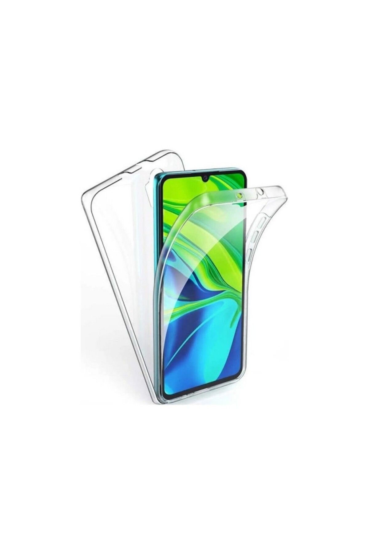 TezMax Xiaomi Mi Note 10 Lite Uyumlu 360° Ön Arka Tam Koruyucu Şeffaf Silikon Full Body Kılıf