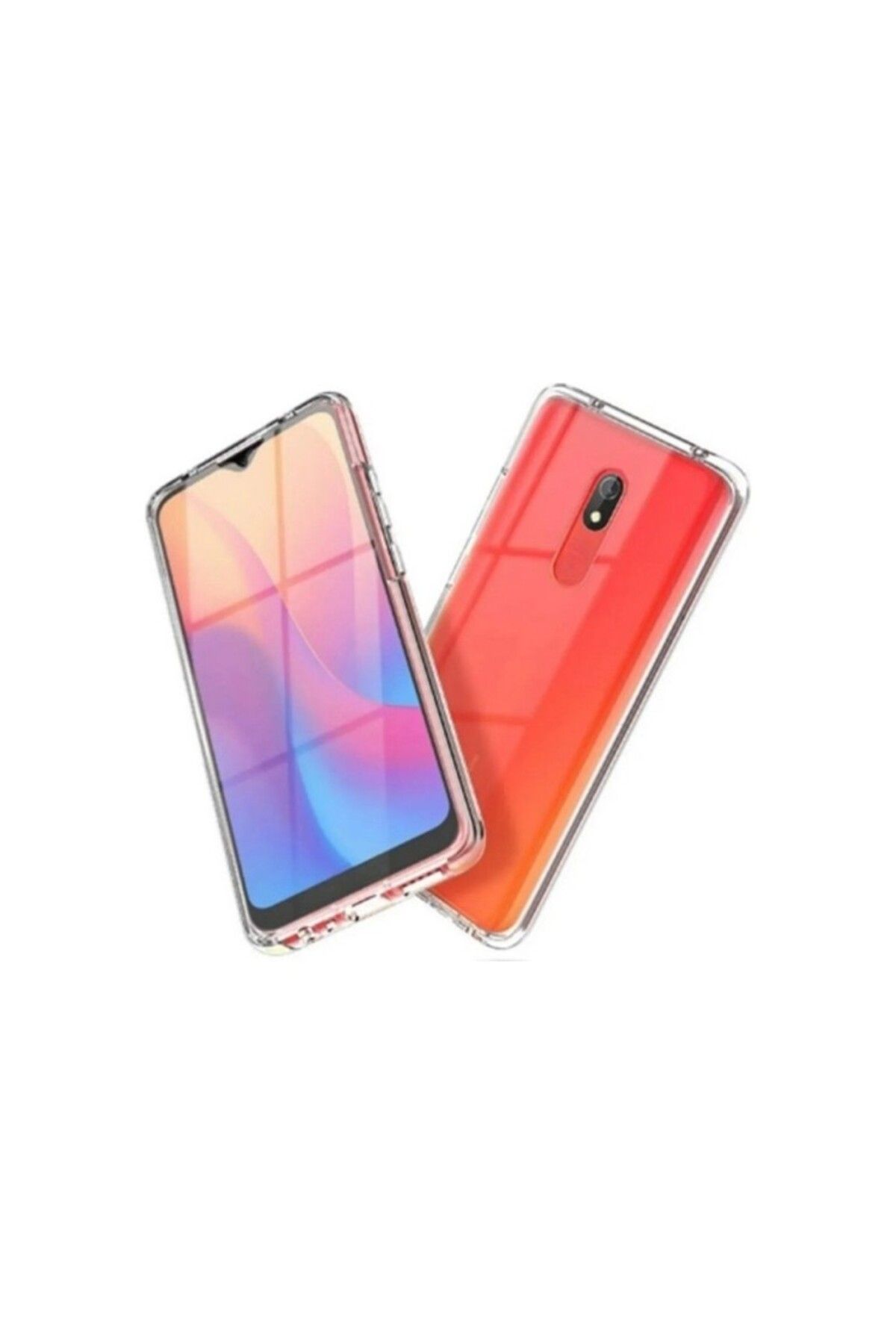 TezMax Xiaomi Redmi 8 Uyumlu 360° Ön Arka Tam Koruyucu Şeffaf Silikon Full Body Kılıf