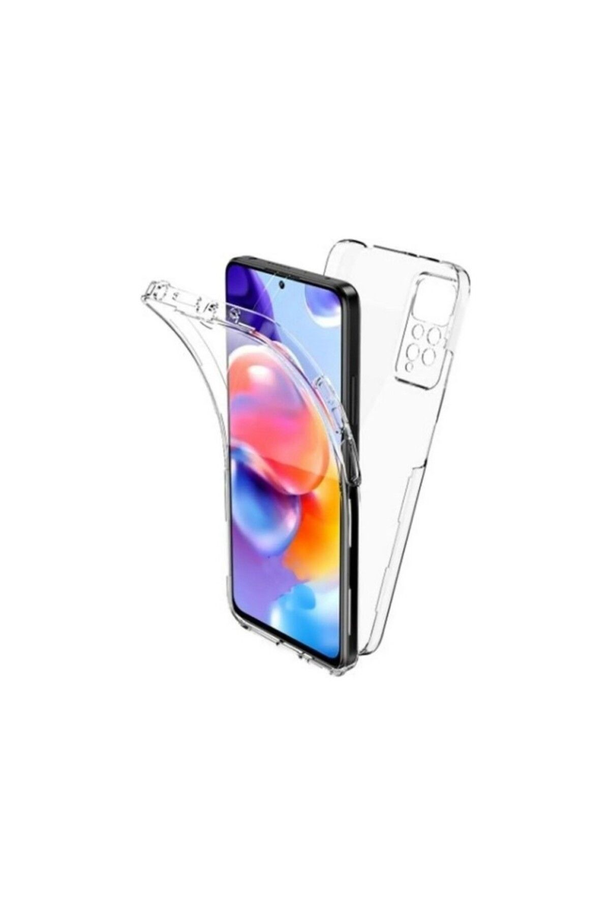 TezMax Xiaomi Redmi Note 12 Pro 5g Uyumlu 360° Ön Arka Tam Koruyucu Şeffaf Silikon Full Body Kılıf