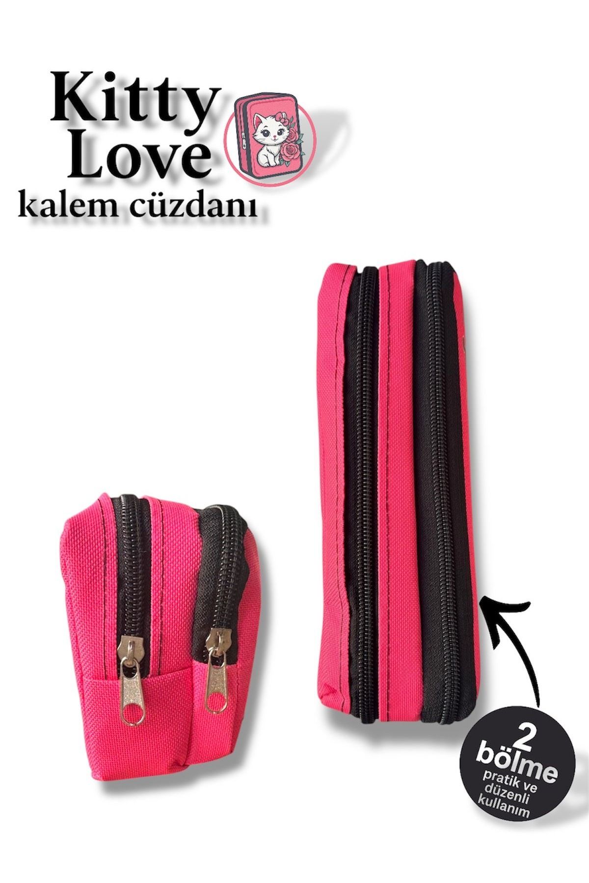 madam gold-School Wallet with Cat Double Zipper and Large Multi-Purpose 2