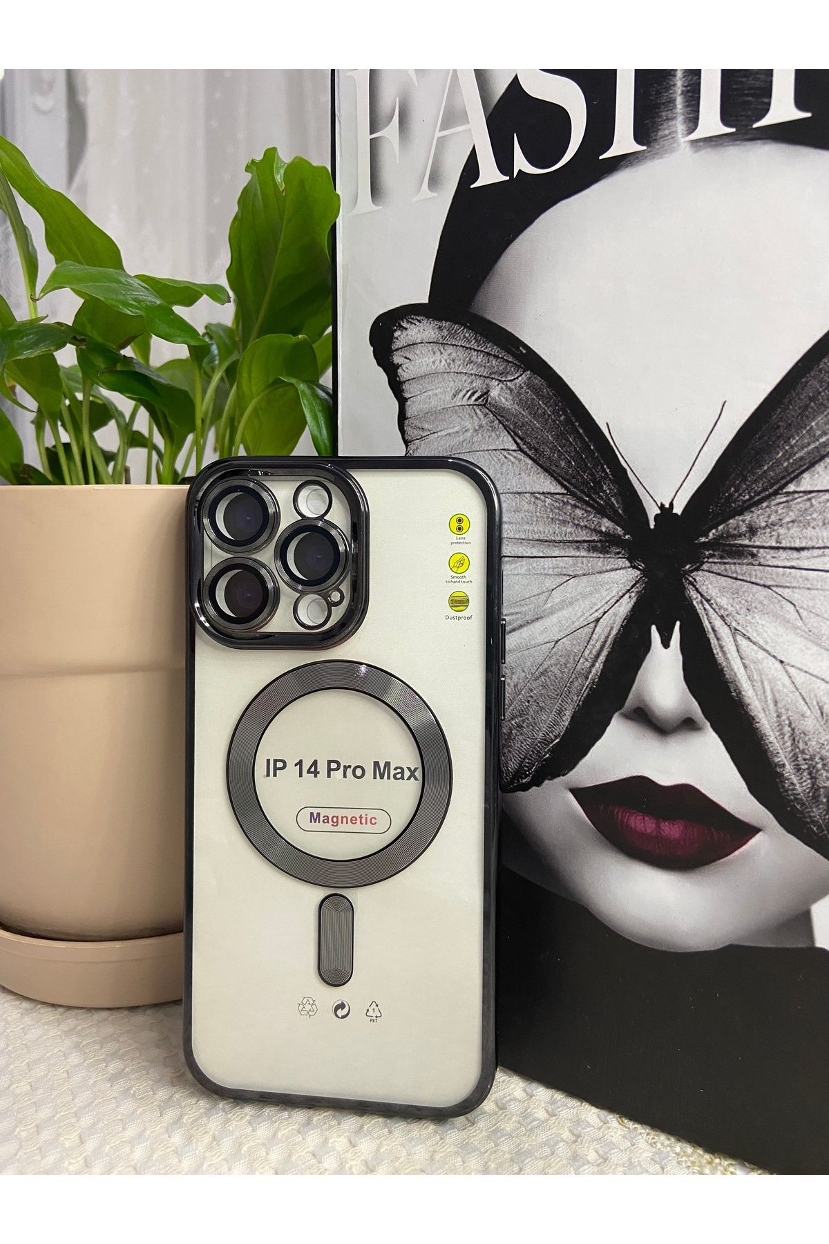KILIF DEPOSU Apple iPhone 14 Pro Max Uyumlu Kross Magsafe Siyah Kılıf