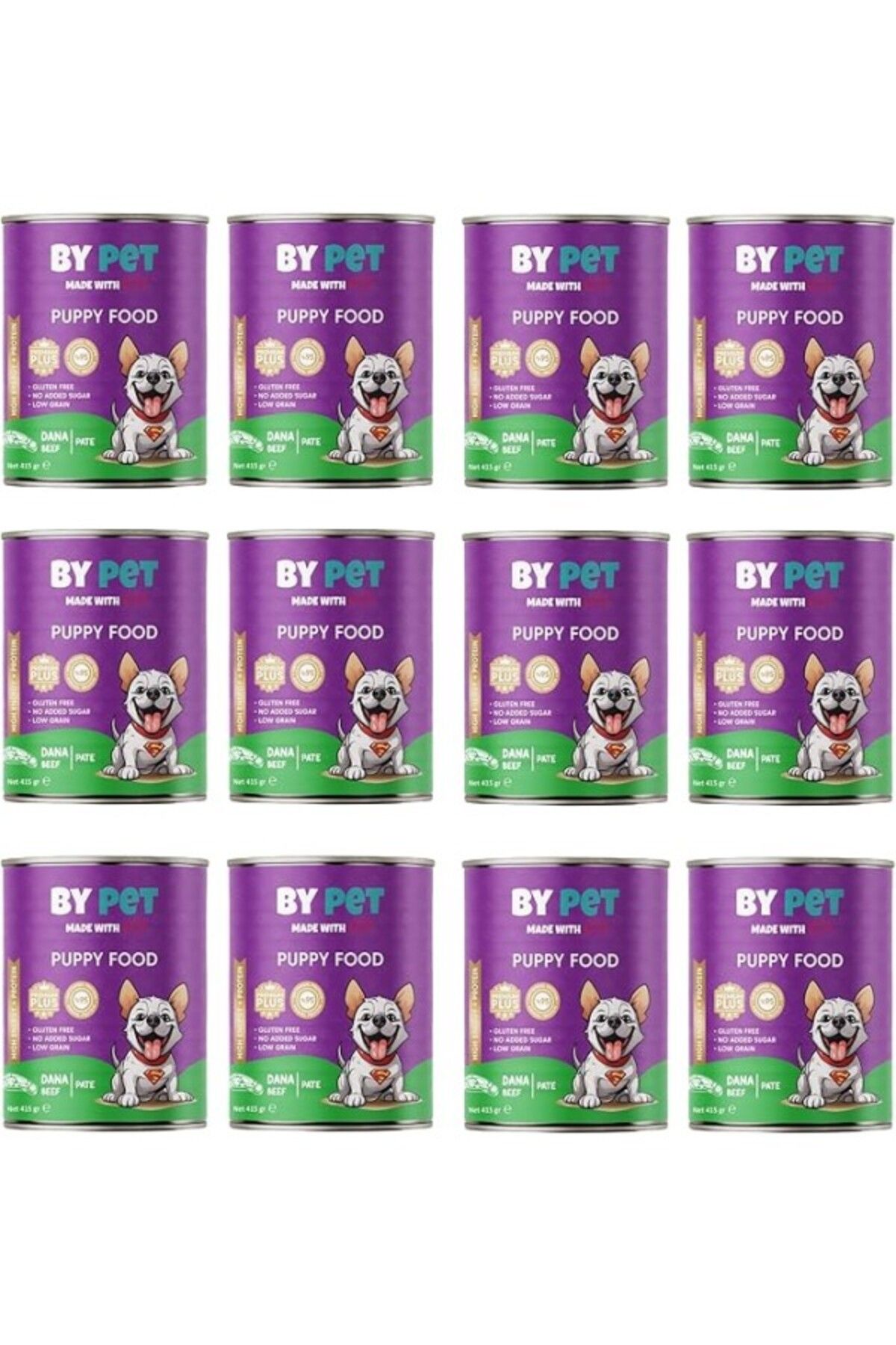 ShopZum Bypet Yavru Köpekler İçin Dana Etli Konserve Yaş 415 Gr X 12 Adet