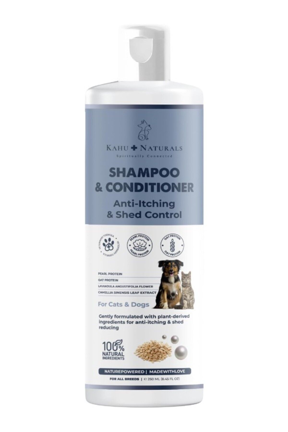 ShopZum Kahu Naturals Tüy Dökülme Karşıtı Organik Şampuan Nemlendirici,Köpek Ve Kedi, Yulaf, İnci