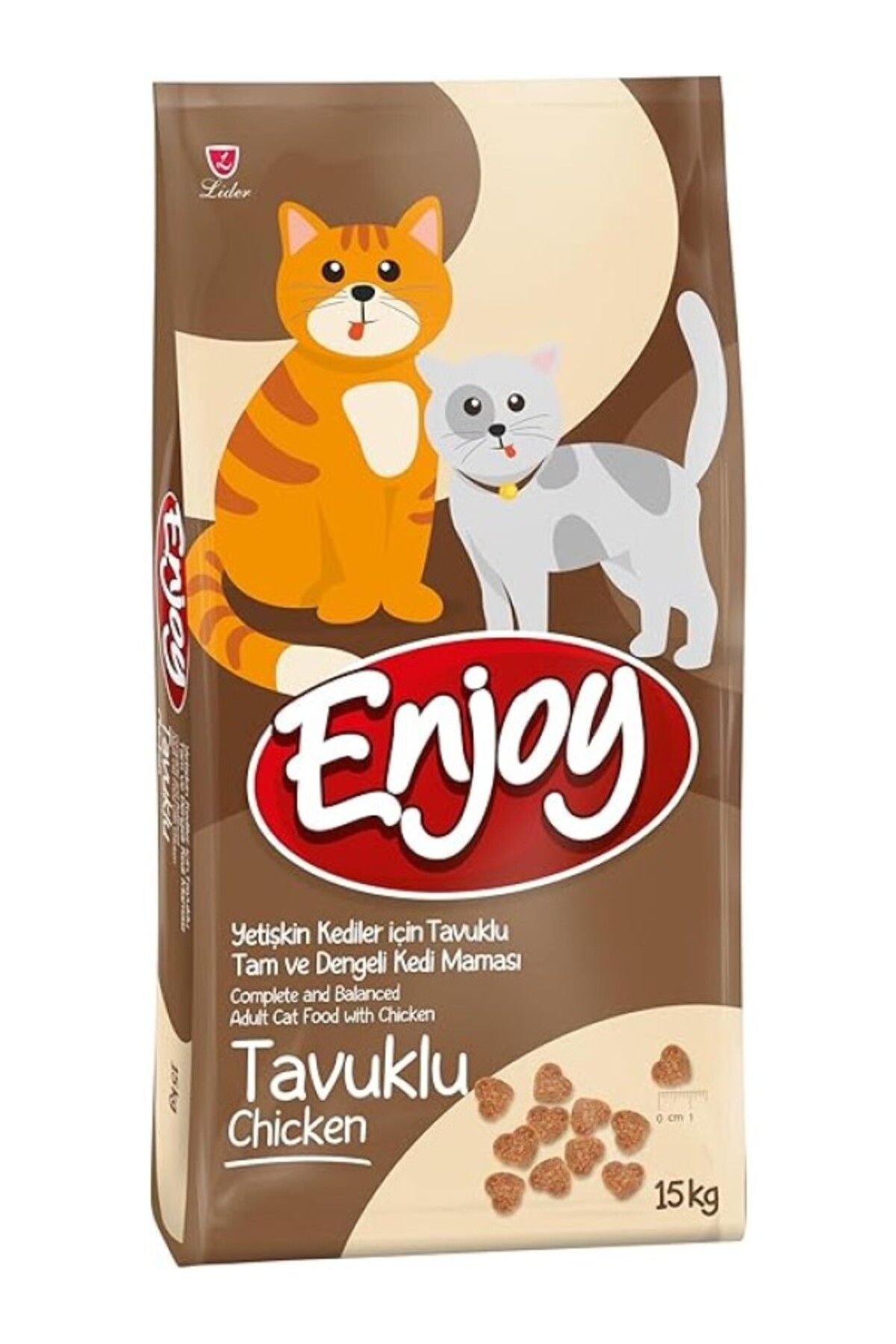 ShopZum Enjoy Kuru Kedi Maması, Tavuklu, Yetişkin, 15 Kg Kahverengi