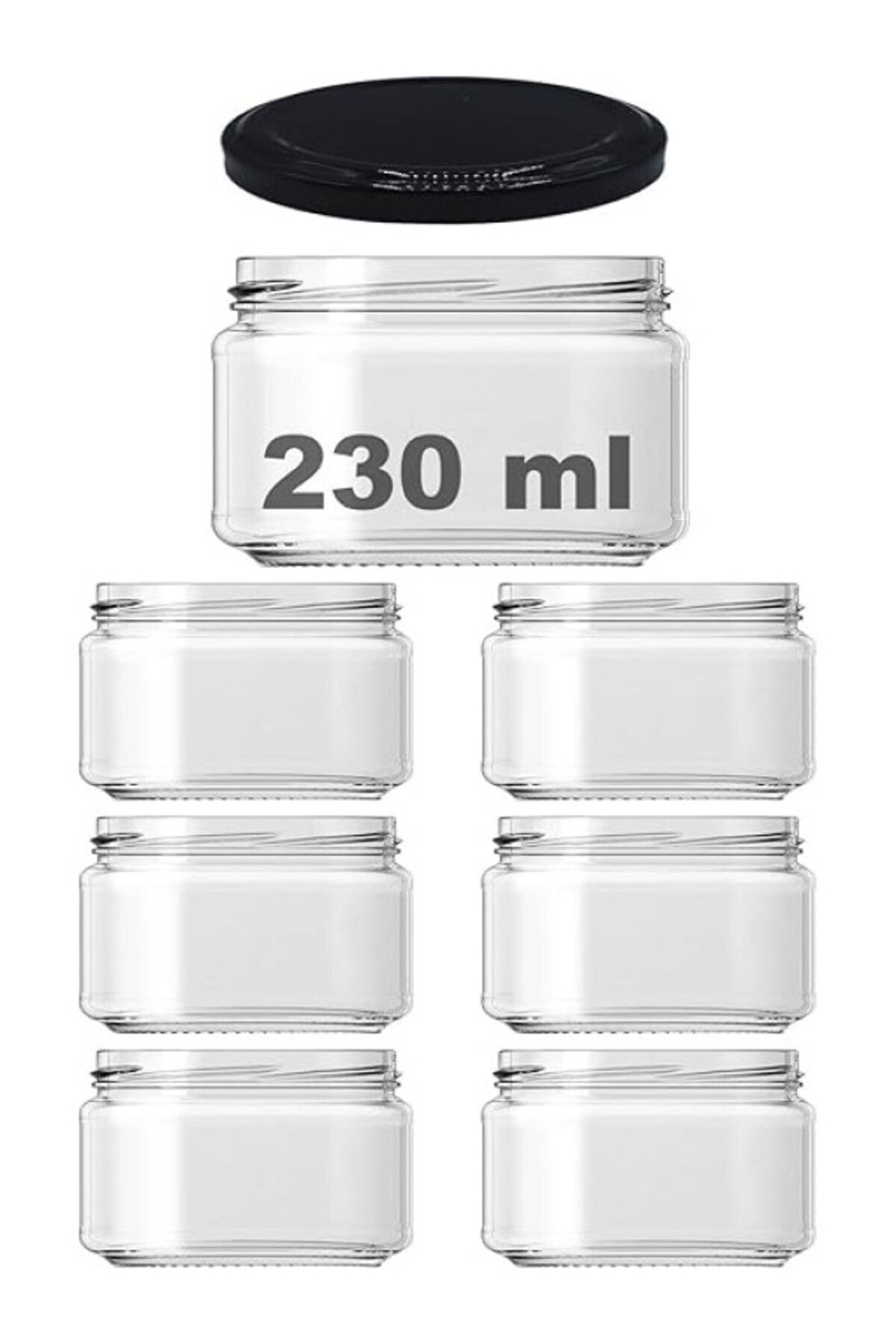 ShopZum Afracam 230 Ml Farklı Boyutlarda Kavanoz 230 Cc Konserve Metal Kapaklı Cam Kavanoz 6 Adet (Şeffaf