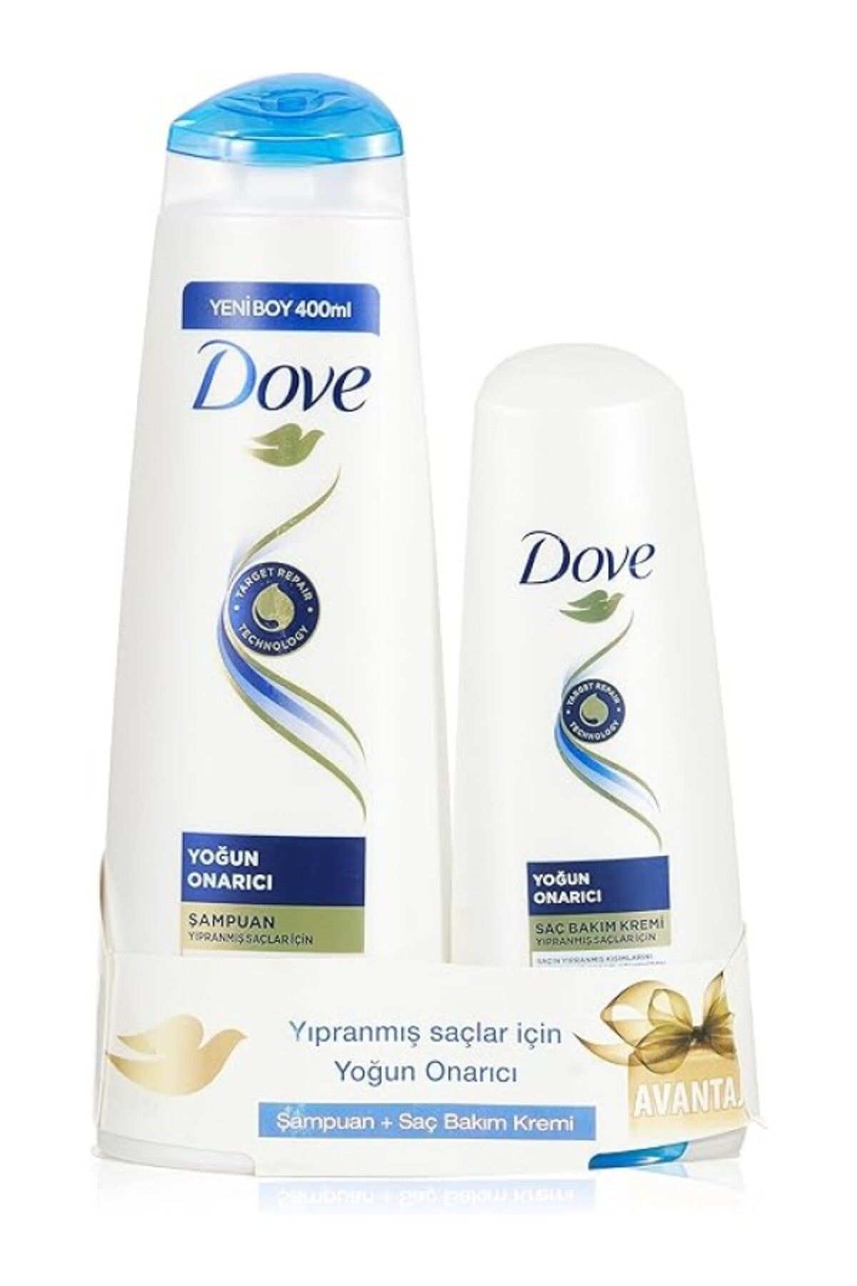 ShopZum Dove Saç Bakım Şampuanı Yoğun Onarıcı Yıpranmış Saçlar İçin (400 Ml Şampuan + 200 Ml Saç Bakım