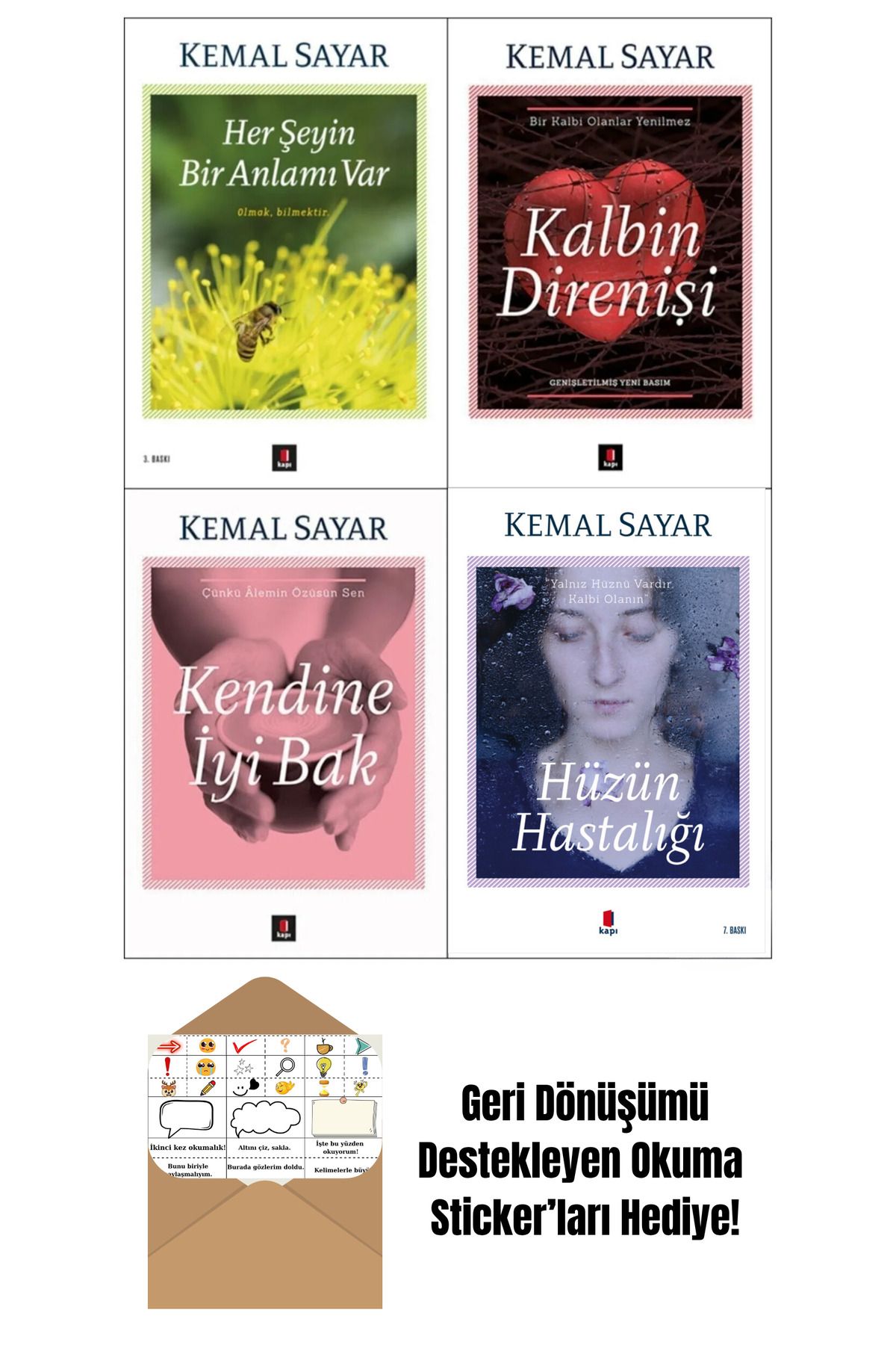 Kapı Yayınları Kemal Sayar 4 Kitap Set Kendine İyi Bak + Okuma Sticker'ları