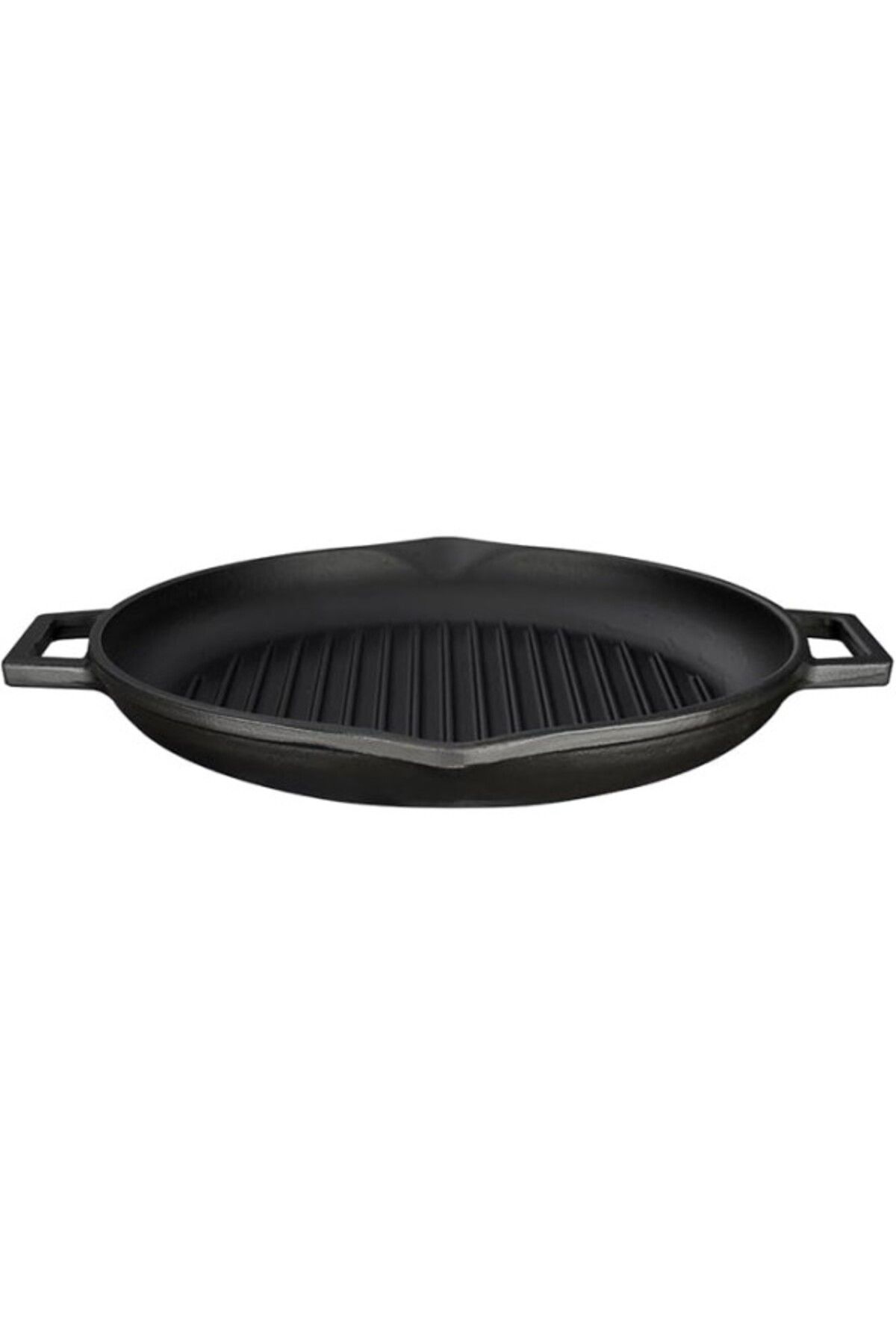 ShopZum Döküm Yuvarlak Izgara Tava, Metal Kulplu, 30Cm, Siyah