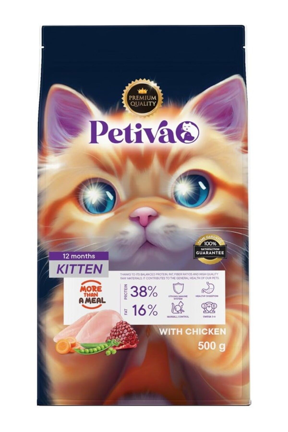 ShopZum Petiva Yavru Kediler Için Tavuk Etli Kuru Maması (500 GRAM, TAVUK)