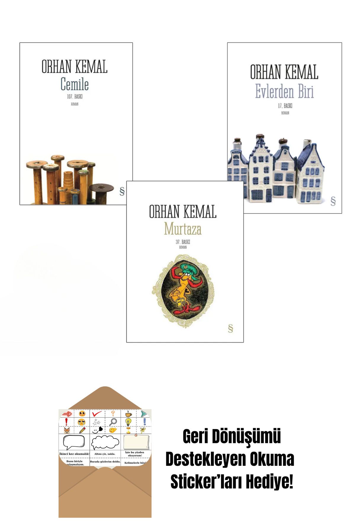 Everest Yayınları Cemile - Murtaza - Evlerden biri -Orhan Kemal + Okuma Sticker'ları