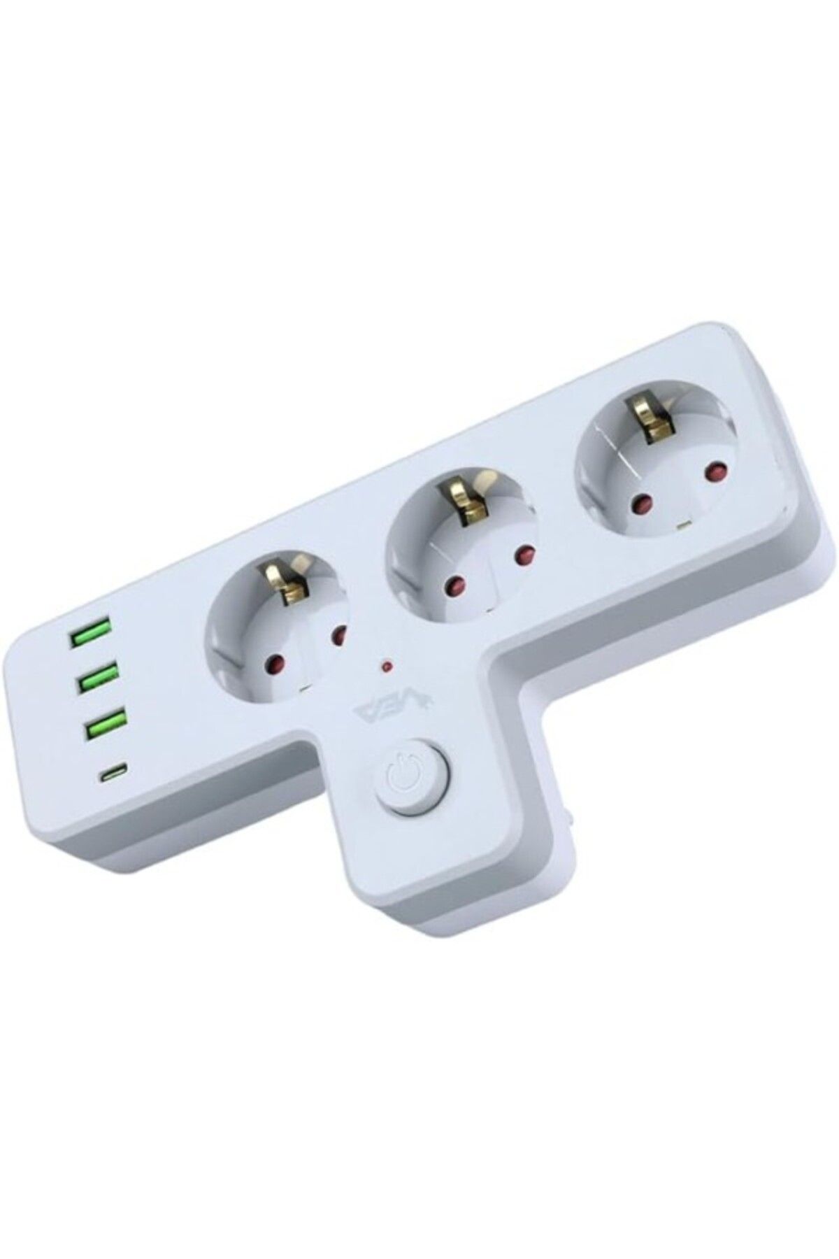 ShopZum 3&Apos;Lü Grup Priz – 10 Amper 2500 Watt, Isıya Dayanıklı, Termal Koruma, 3 Usb Ve 1 Type-C Çıkışlı