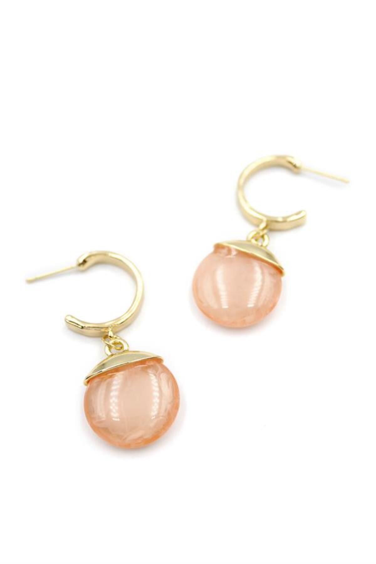 Royaleks Taşlı Halkalı Küpe - Pembe