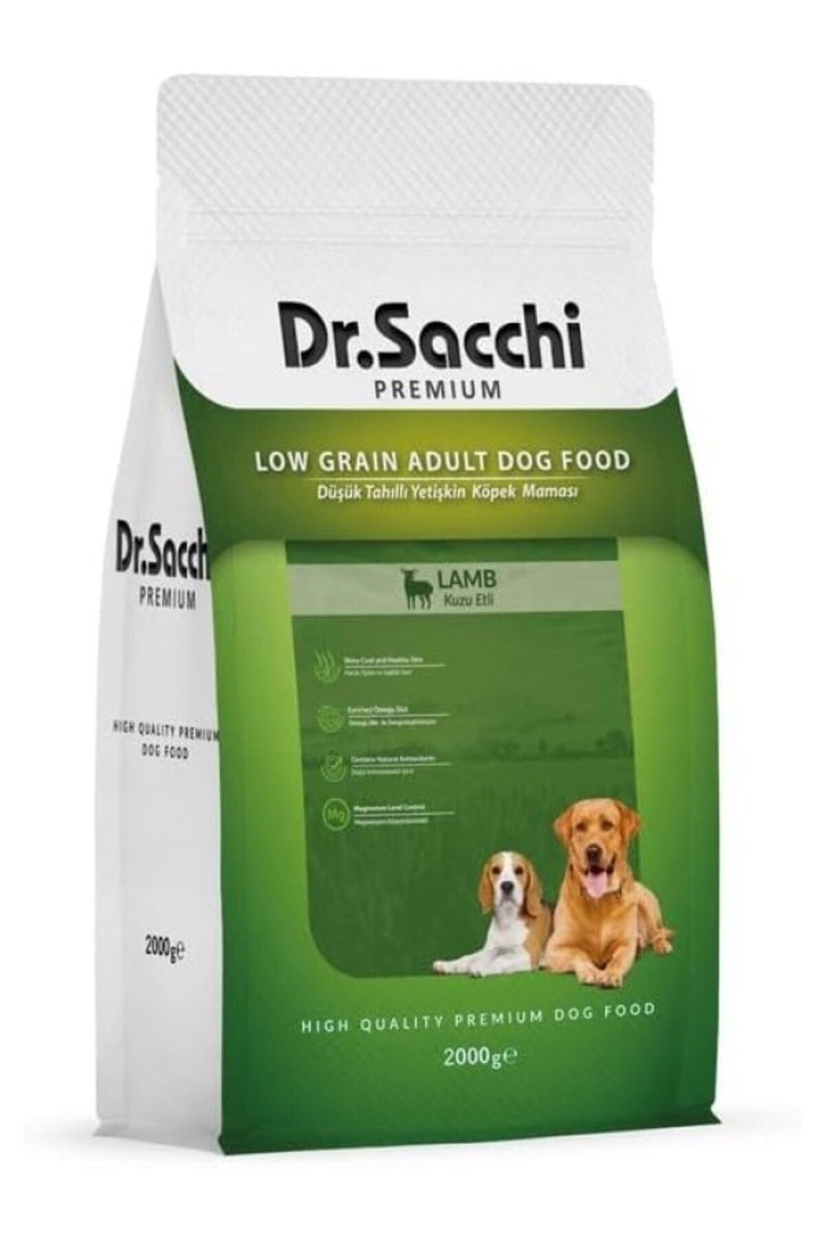 ShopZum Dr.Sacchi Premium Düşük Tahıllı Kuzu Etli Yetişkin Köpek Maması 2 Kg