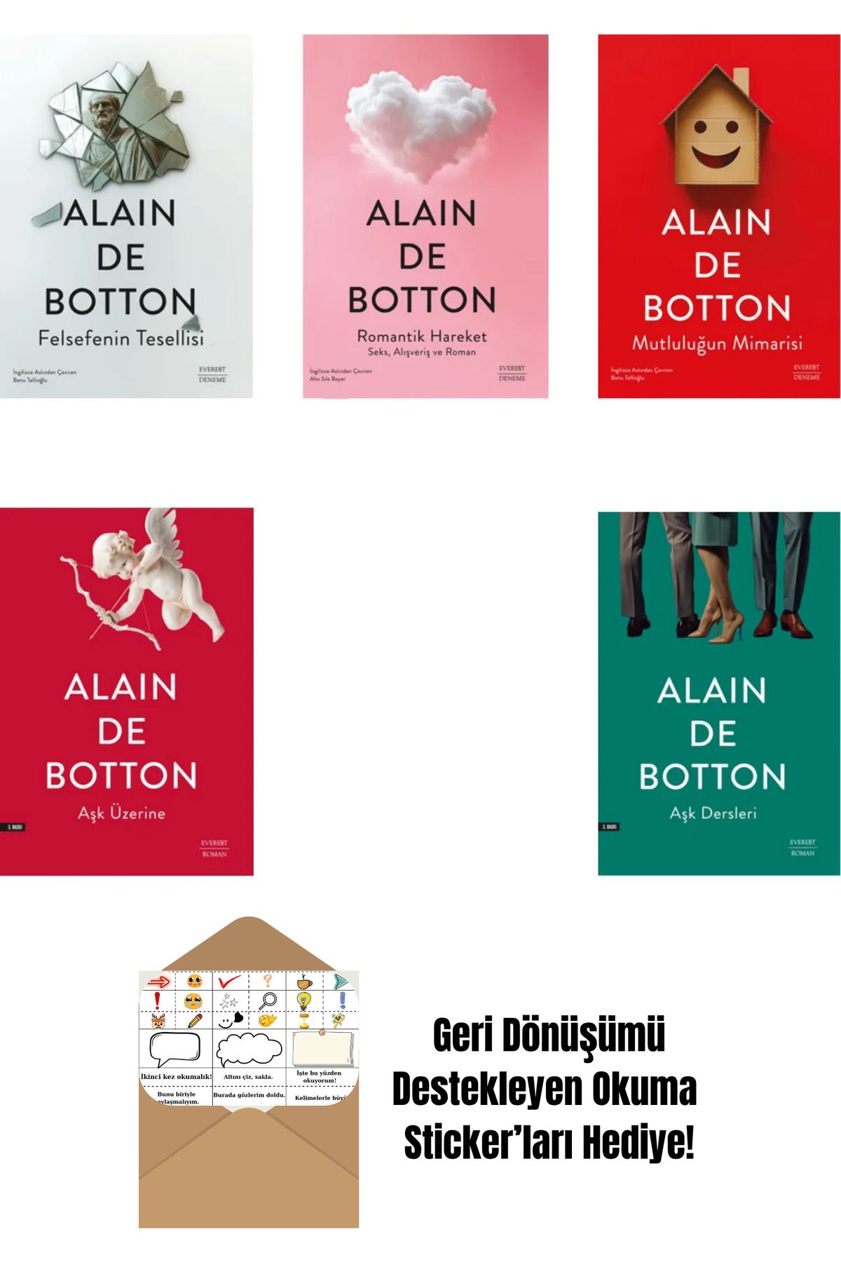 Everest Yayınları Alain de Botton 5 Kitap Set + Okuma Sticker'ları