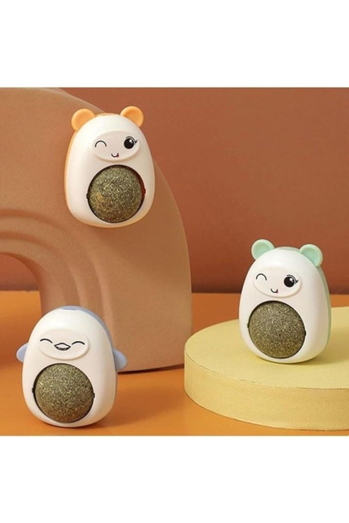 ShopZum Ayıcık Figürlü Catnip Otu Nanesi Top Oyuncak, Ayıcıklı Otu Yalama Topu