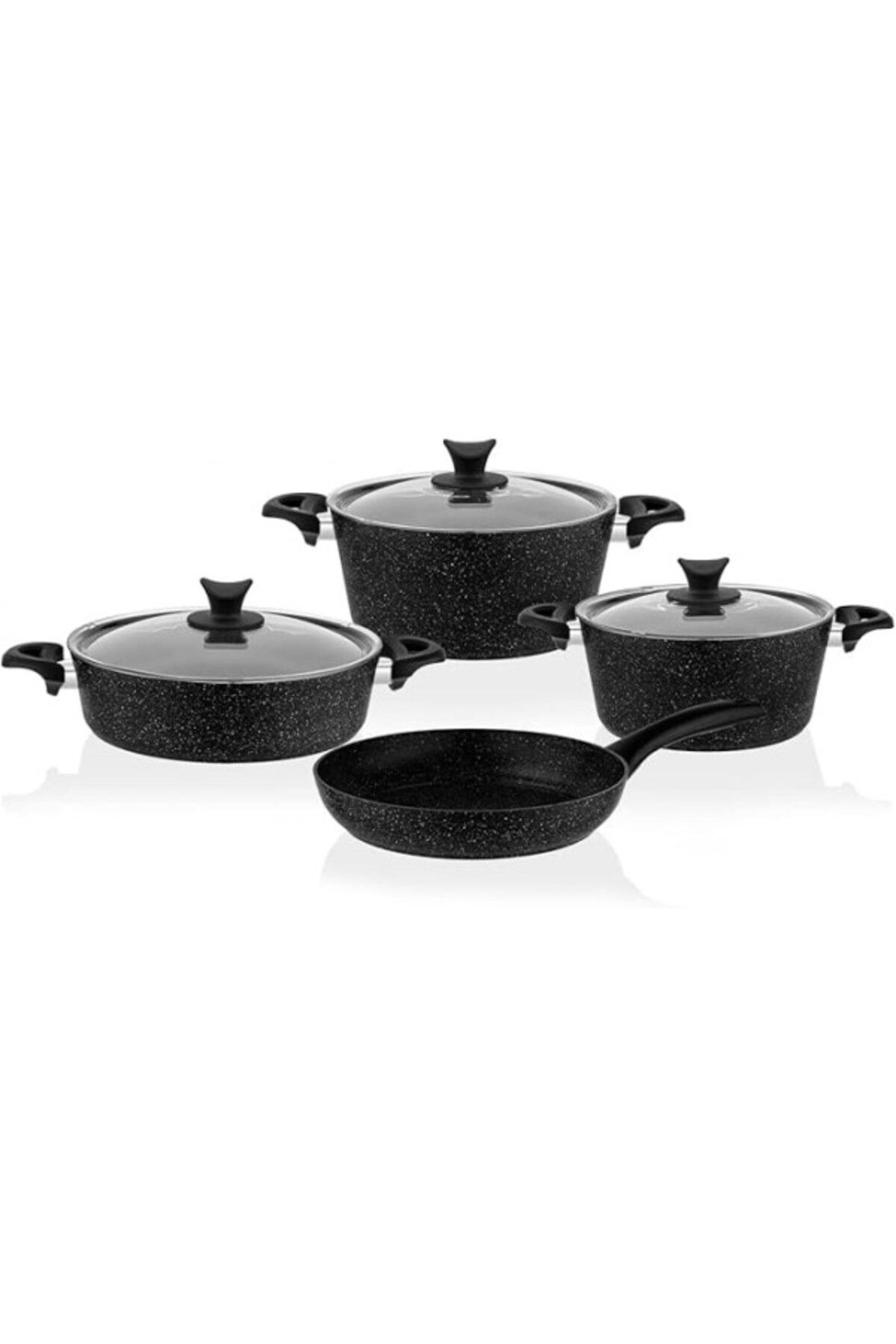 ShopZum Taç Tac-3455 Mastercook 7 Prç Granit Tencere Seti, Siyah