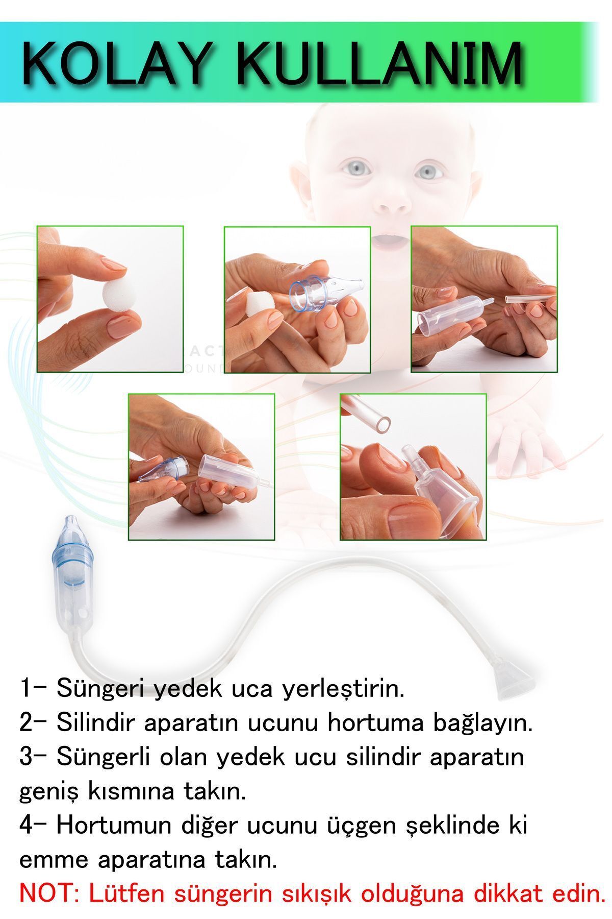 ODTA 2 Adet Bebek Burun Aspiratörü | Bebek Nazal Aspiratör | Bebek Burun Temizleyici fotoğrafı 4 (önizleme)