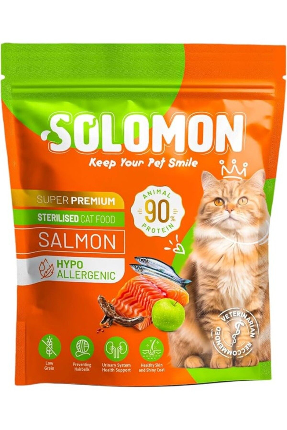 ShopZum Solomon Kısırlaştırılmış Somon&apos;lu Süper Premium Kedi Maması 1,5 Kg - Hipoalerjenik - Düşük Tah