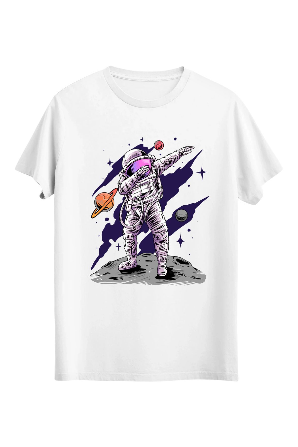 srcmarket Uzay Temalı Tshirt, Astronot Baskılı Unisex Tshirt