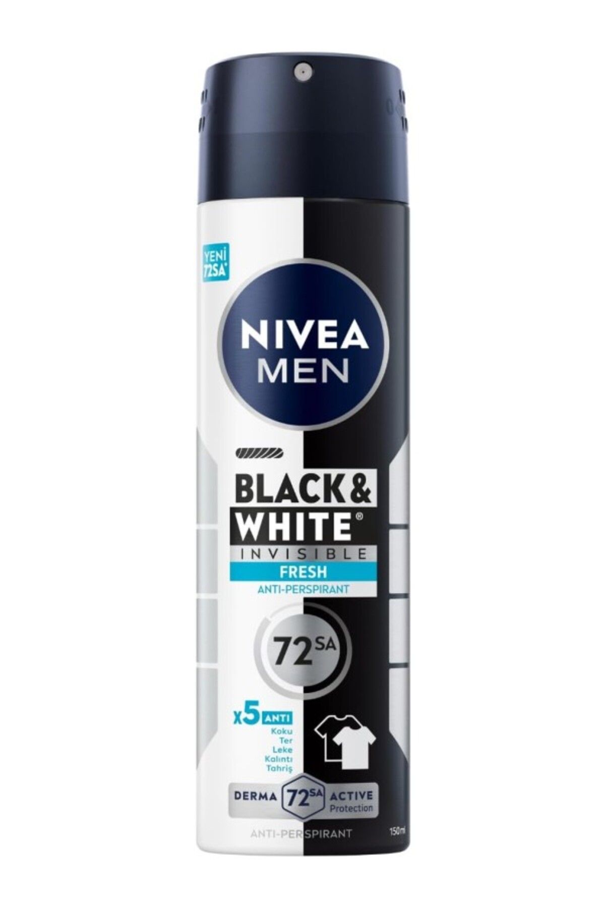 ShopZum Men Erkek Sprey Deodorant Black&Amp;White Invisible Fresh 150 Ml, 72 Saat Anti-Perspirant Ter