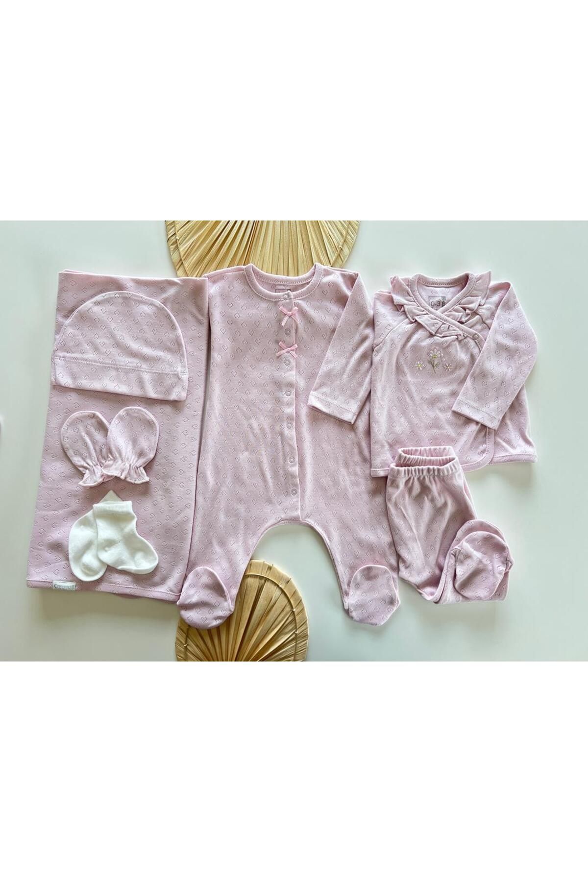 MEYSKIDS Ajurlu Çiçek Nakışlı Hastane Çıkışı 10'lu Set