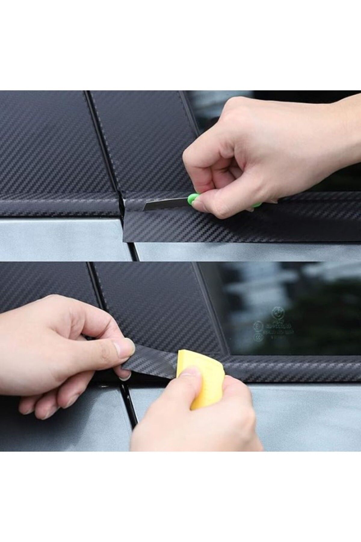 ShopZum Siyah Karbon Kaplama Şerit Çıta Kaplama Folyosu (5 Cm X 5 Metre)